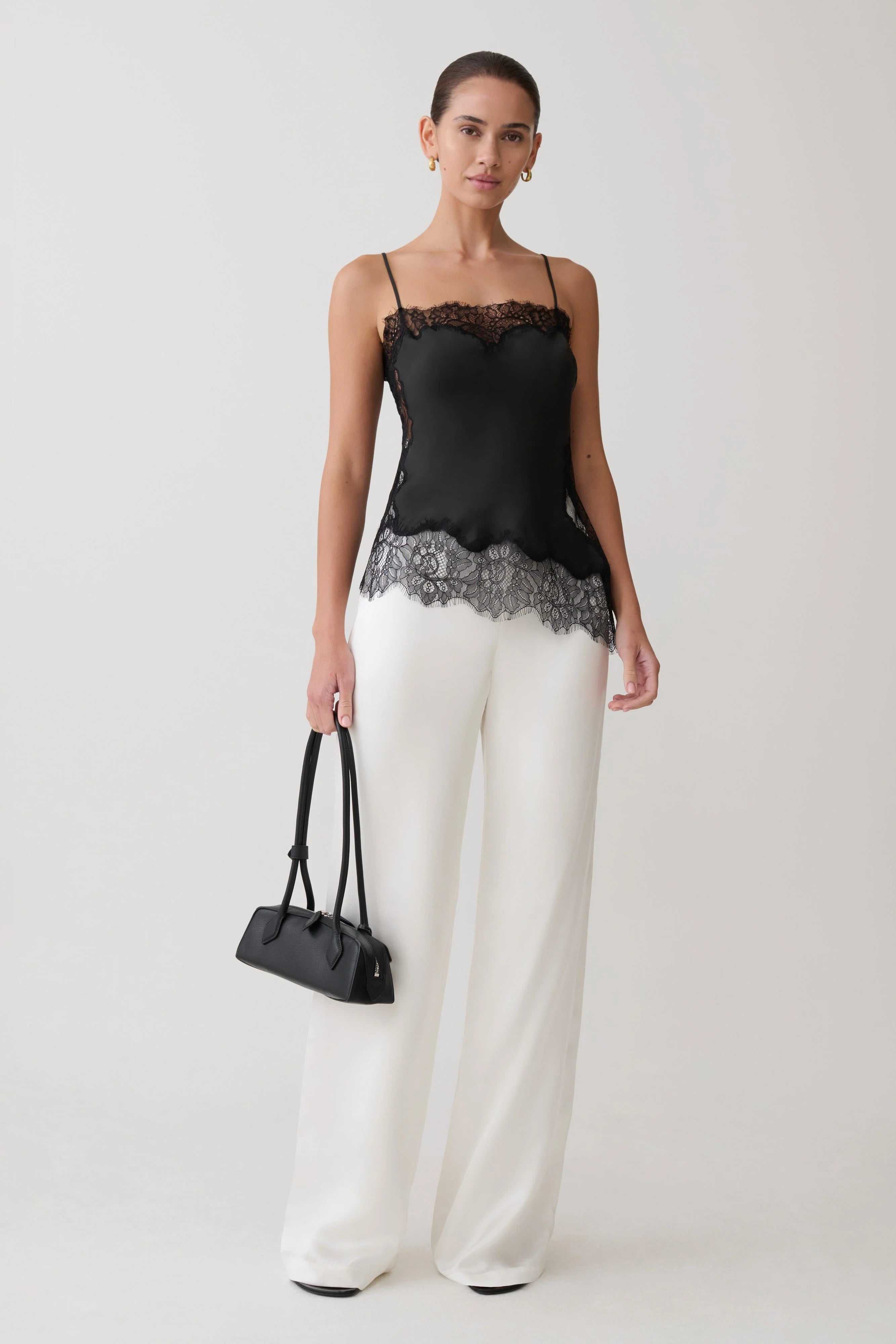 Miriam Satin & Lace Camisole - Black