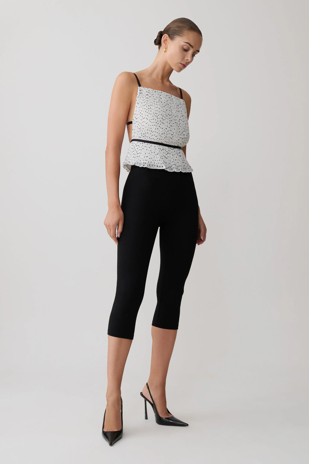 Lilou Pleated Sleeveless Top - Polka Dot