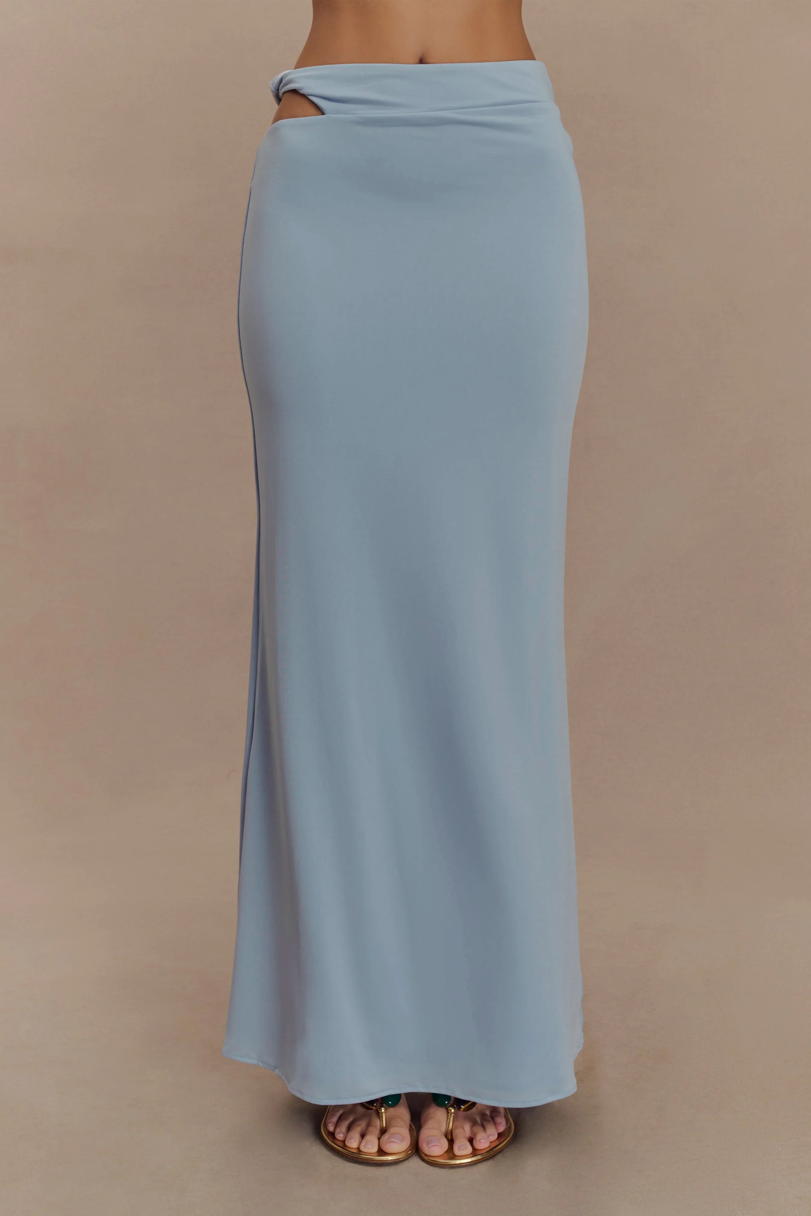 Haven Slinky Twist Midi Skirt - Pale Blue