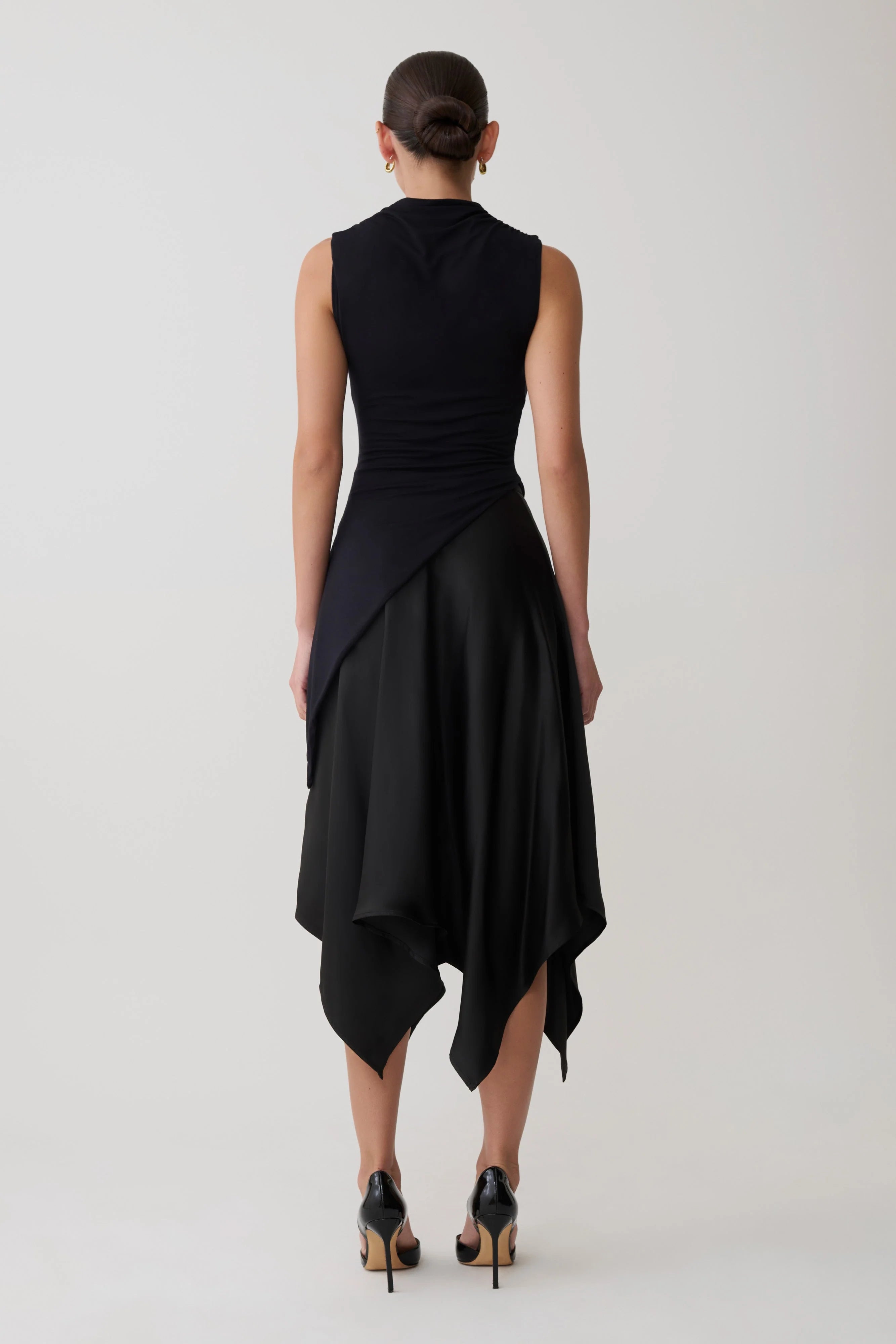 Suong High Neck Gathered Top - Black