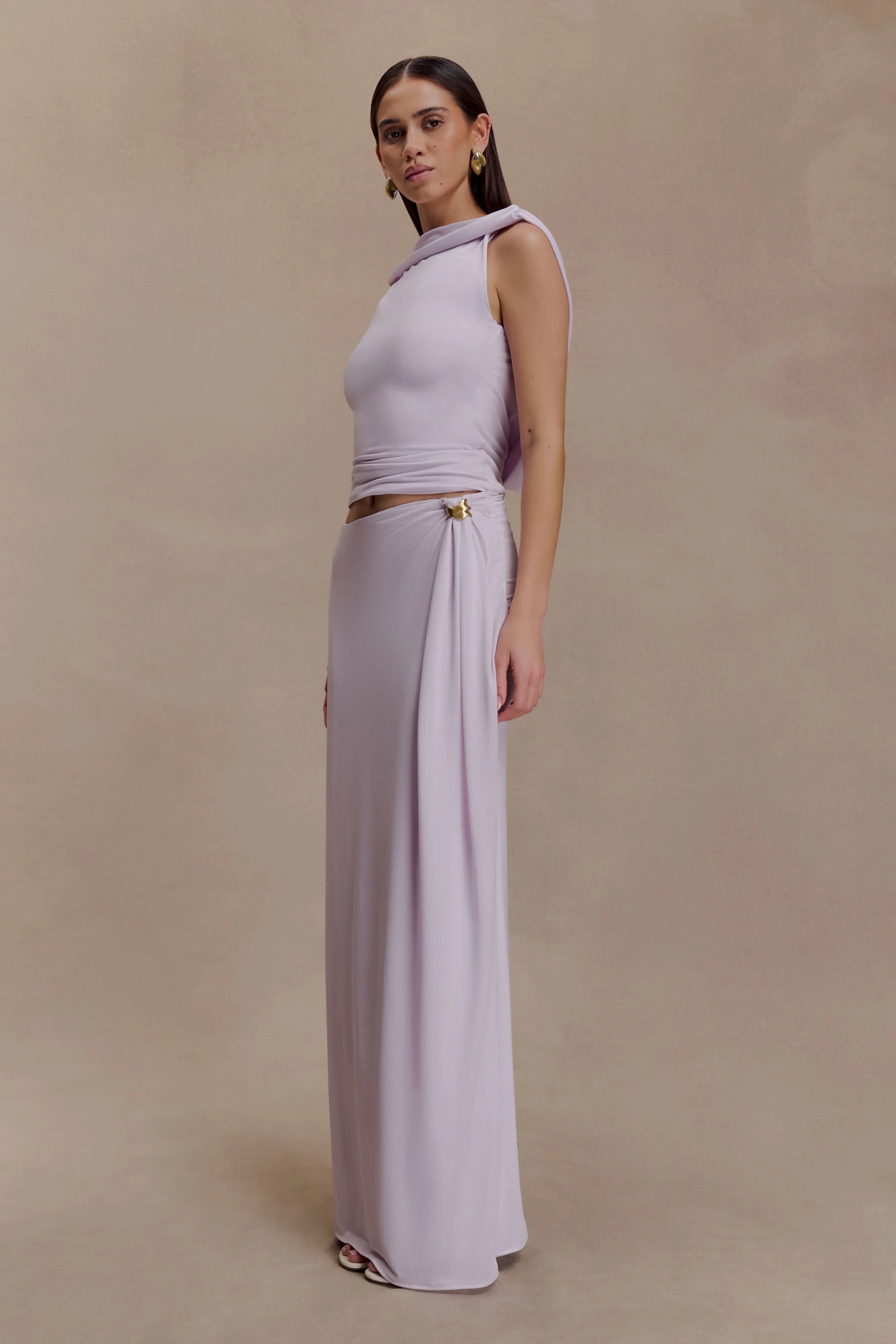 Bridget Slinky Cowl Back Top - Dusty Lilac