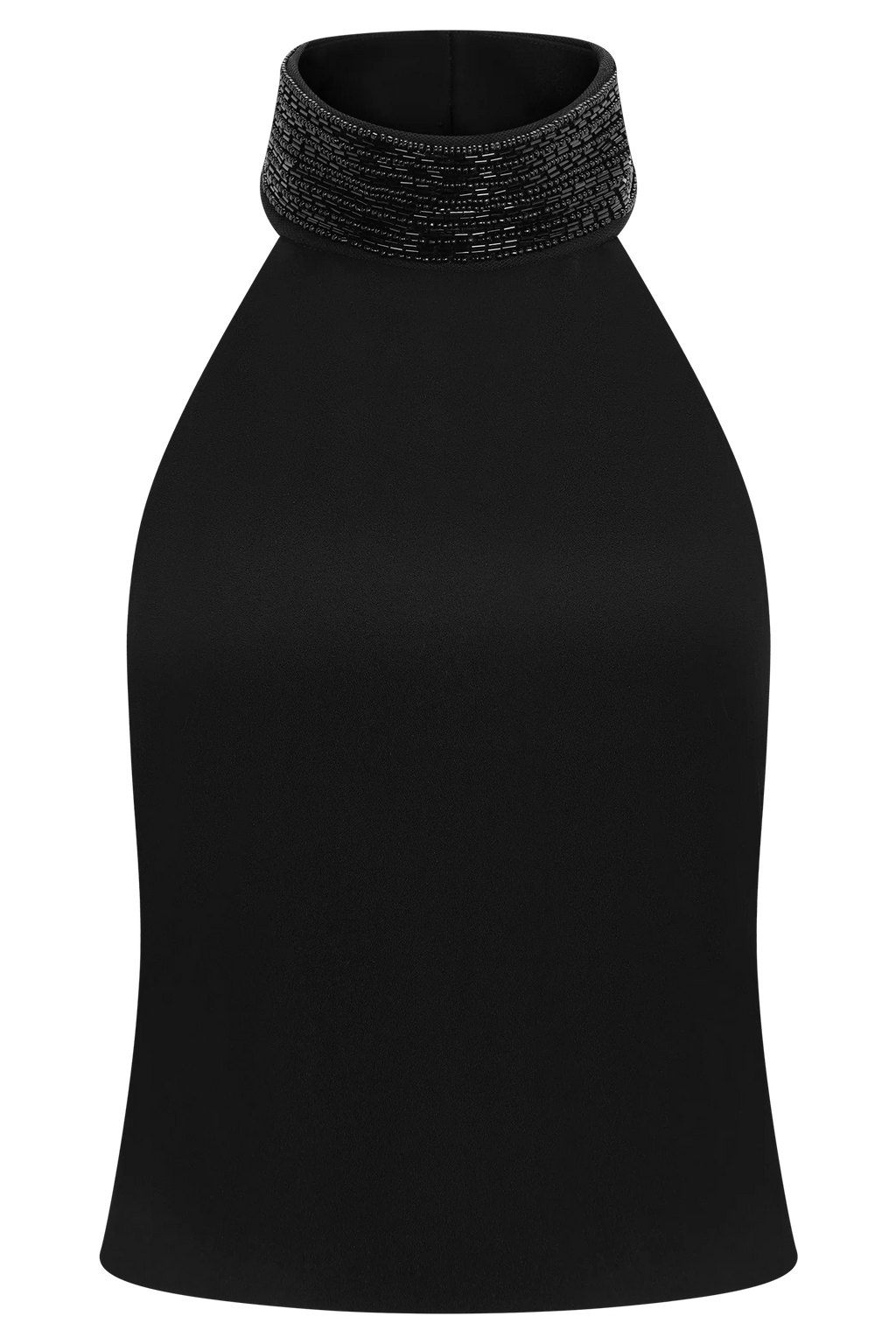 Emilia Beaded Neck Halter Top - Black