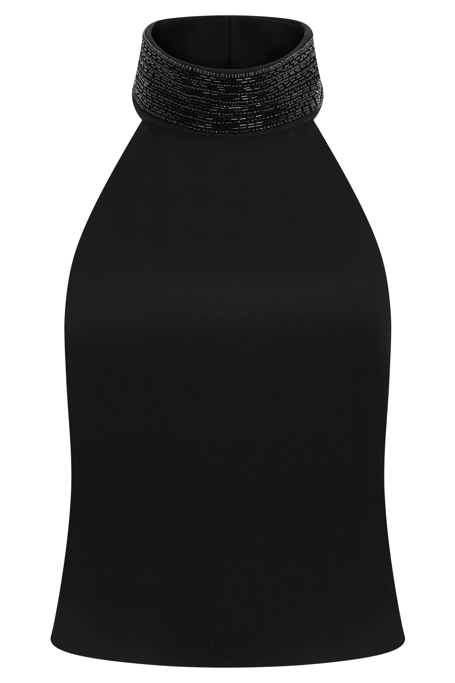 Emilia Beaded Neck Halter Top - Black