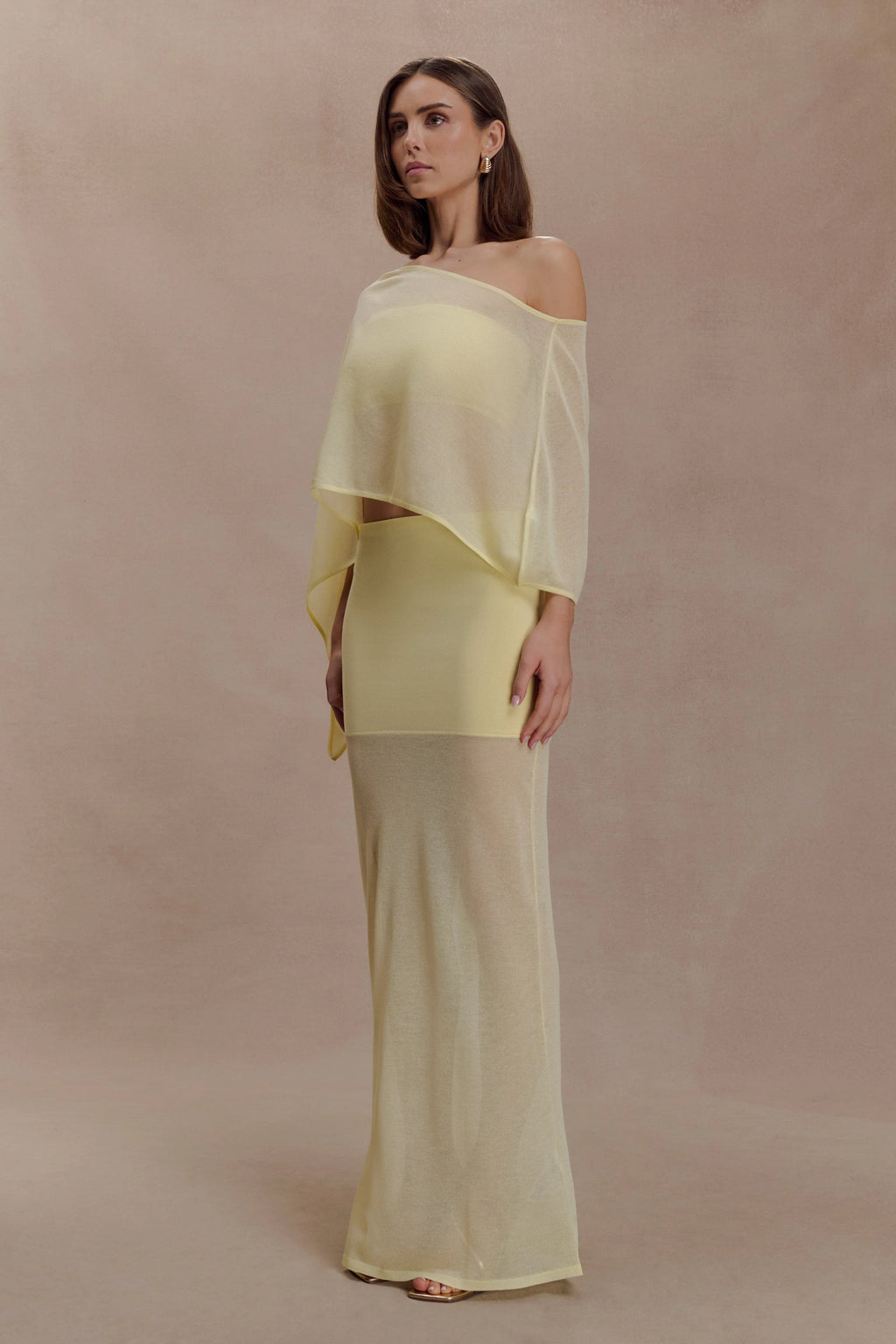 Lyra Sheer Knit Cape - Lemon