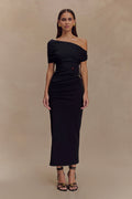 Kendra Scuba Jersey Midi Dress With Hardware - Black