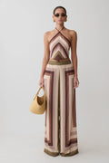 Rachel Chiffon Straight Leg Pants - Multi Stripe
