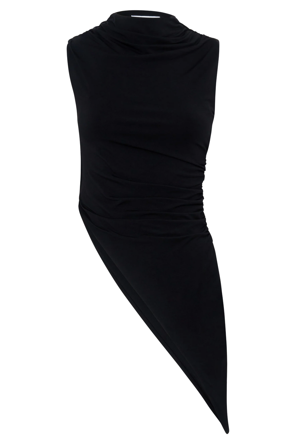 Suong High Neck Gathered Top - Black