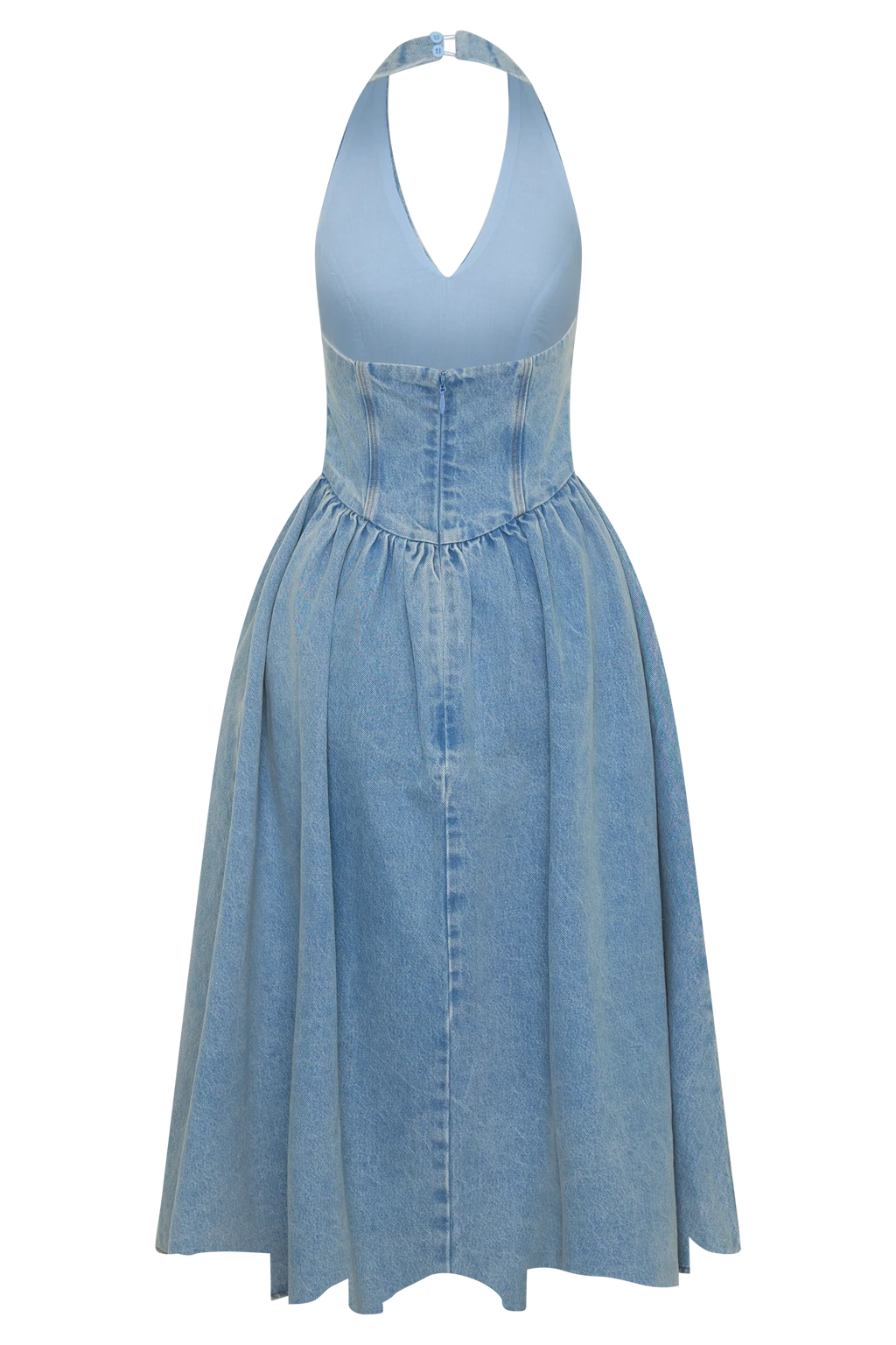 Miller Denim Halter Midi Dress - Classic Blue