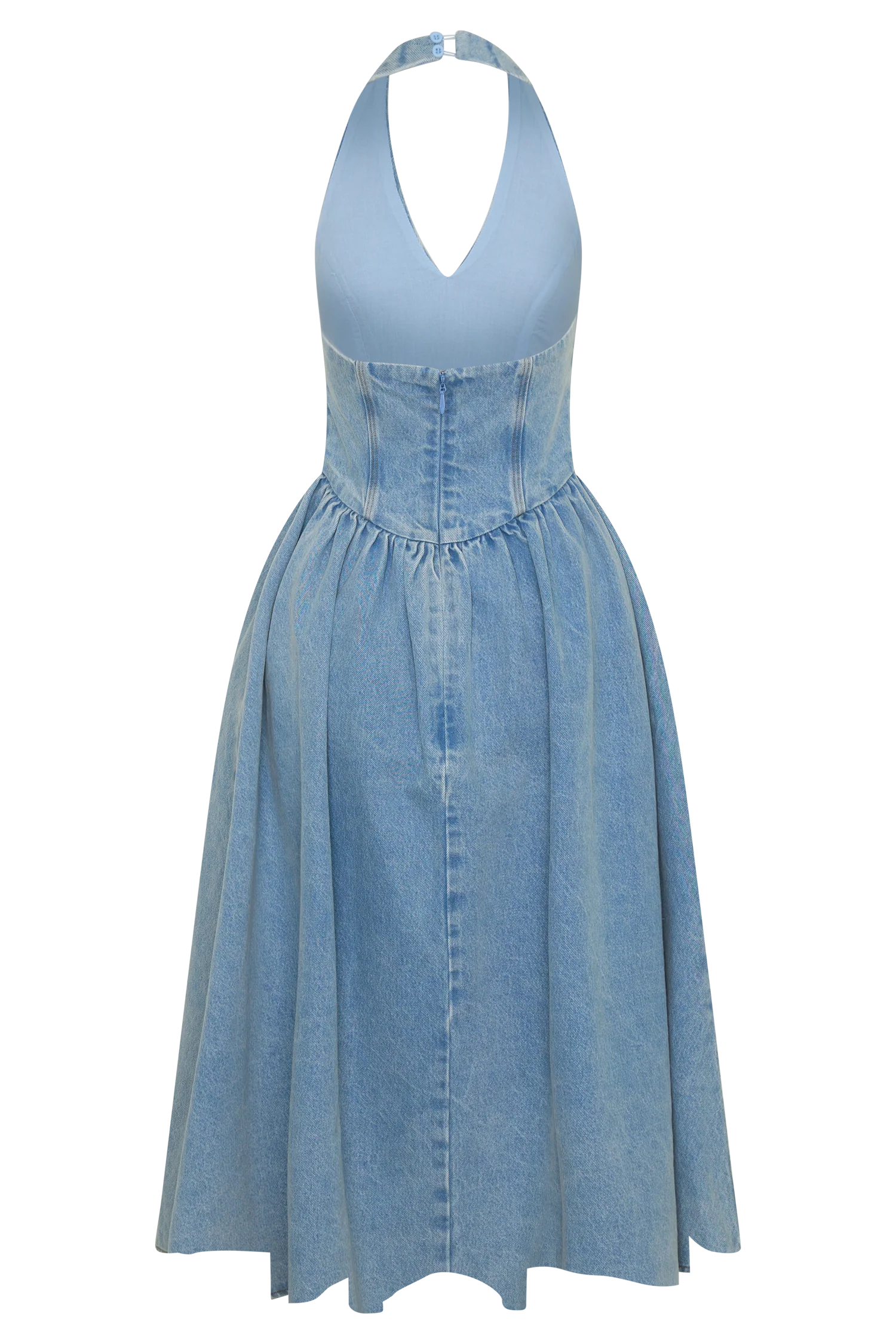 Miller Denim Halter Midi Dress - Classic Blue