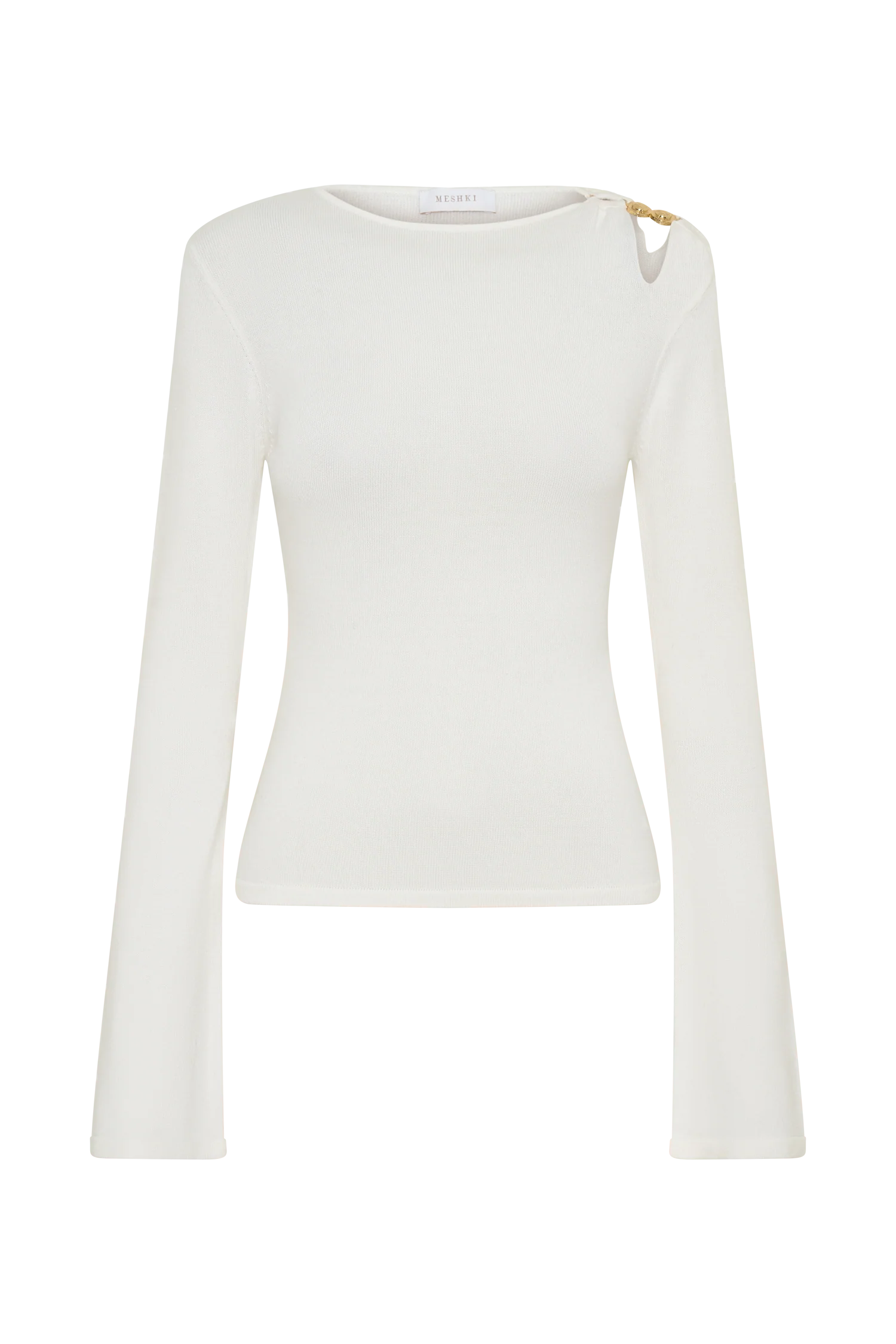 Ricky Knit Long Sleeve Longline Top - Ivory