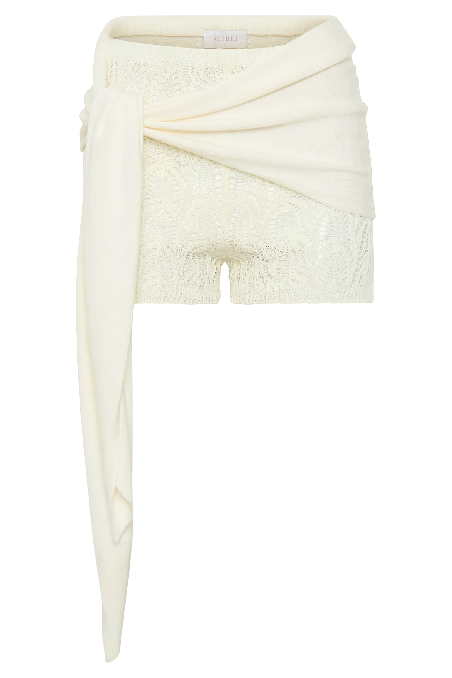 Liora Crochet Shorts With Knit Overlay - Ivory