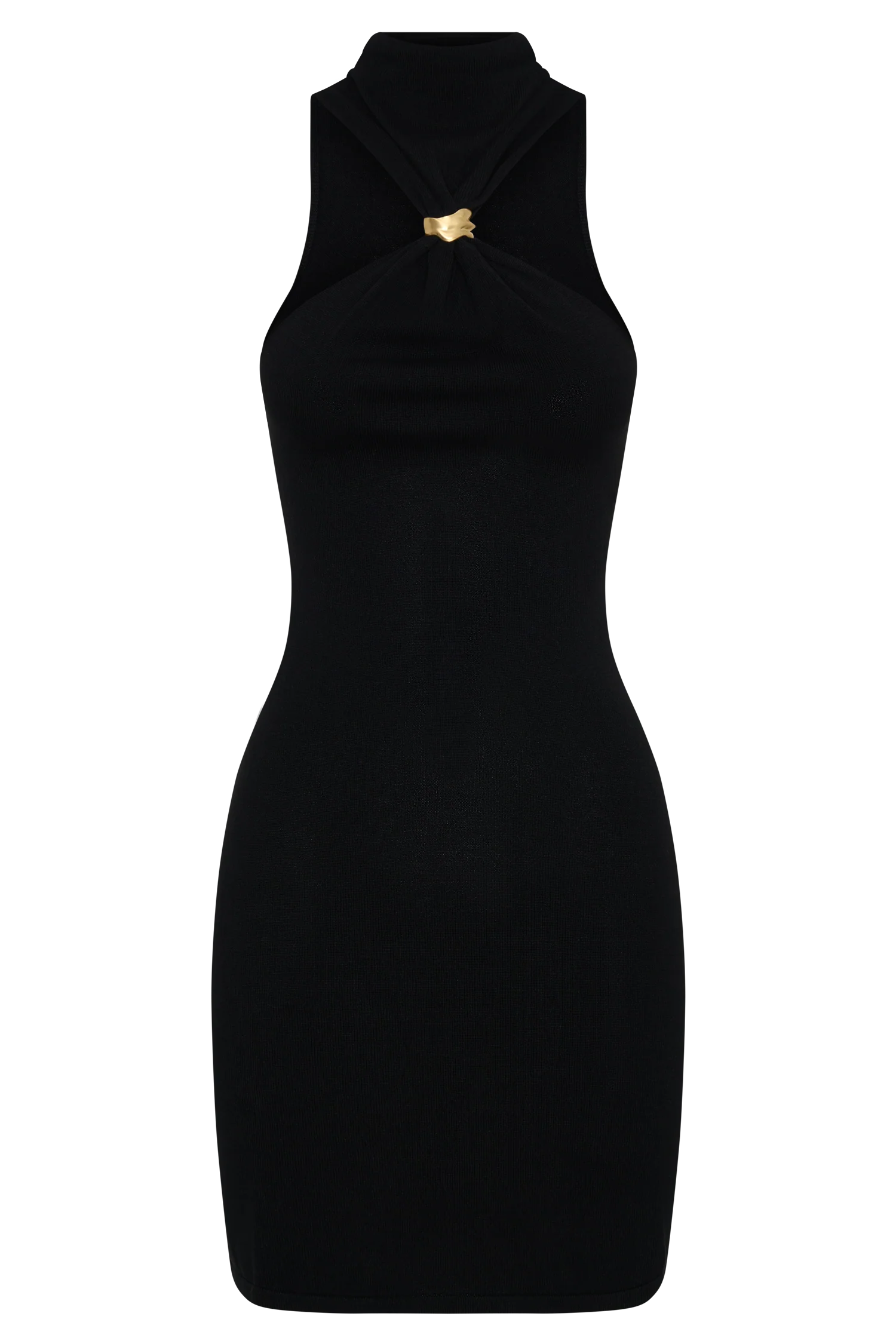 Hector Halter Neck Knit Mini Dress - Black