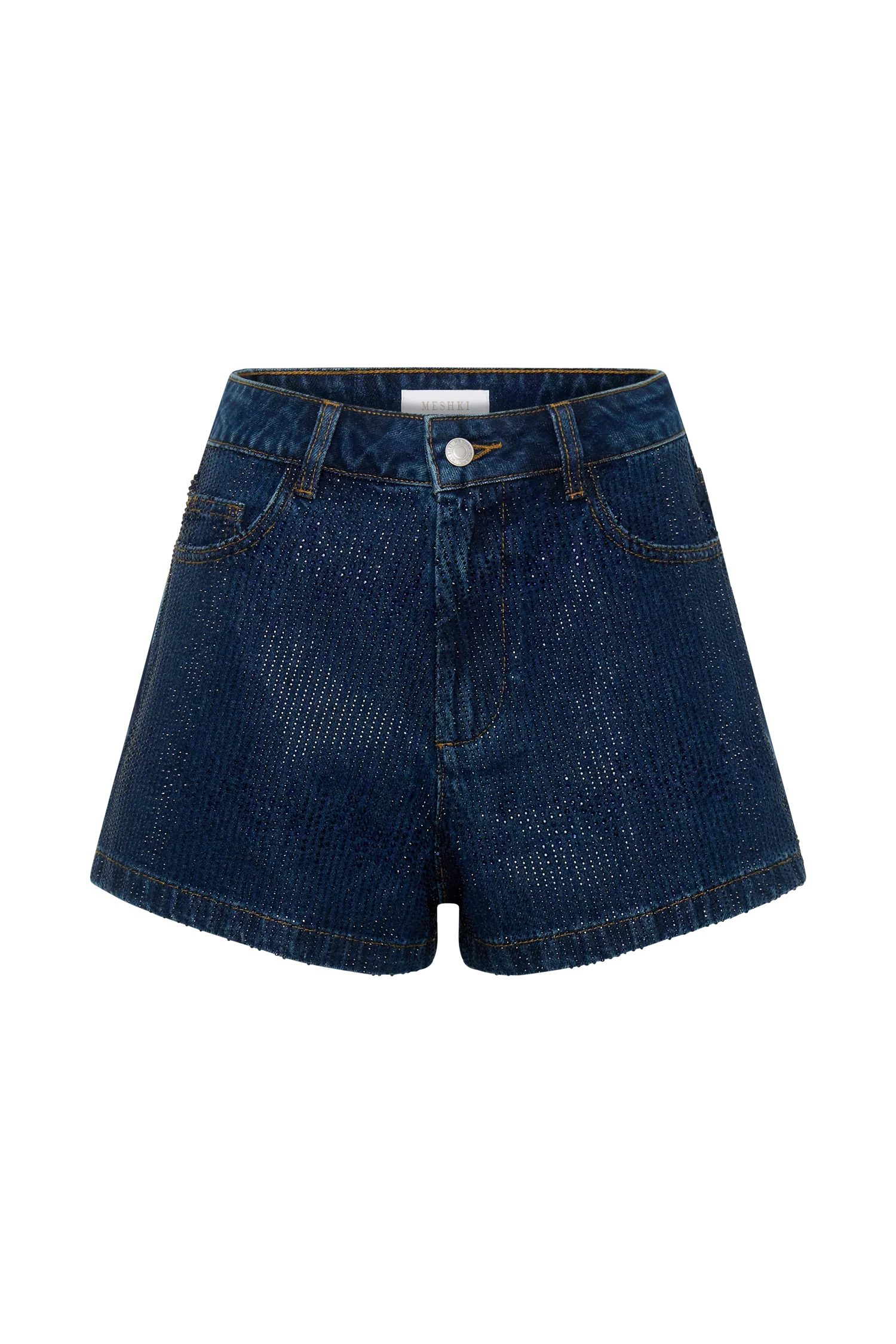 Dan Diamante Denim Shorts - Midnight Blue