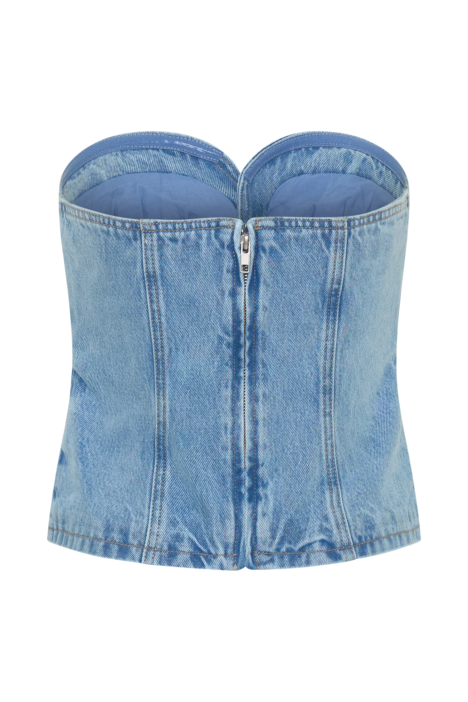 Tommy Strapless Denim Top With Buckle - Classic Blue