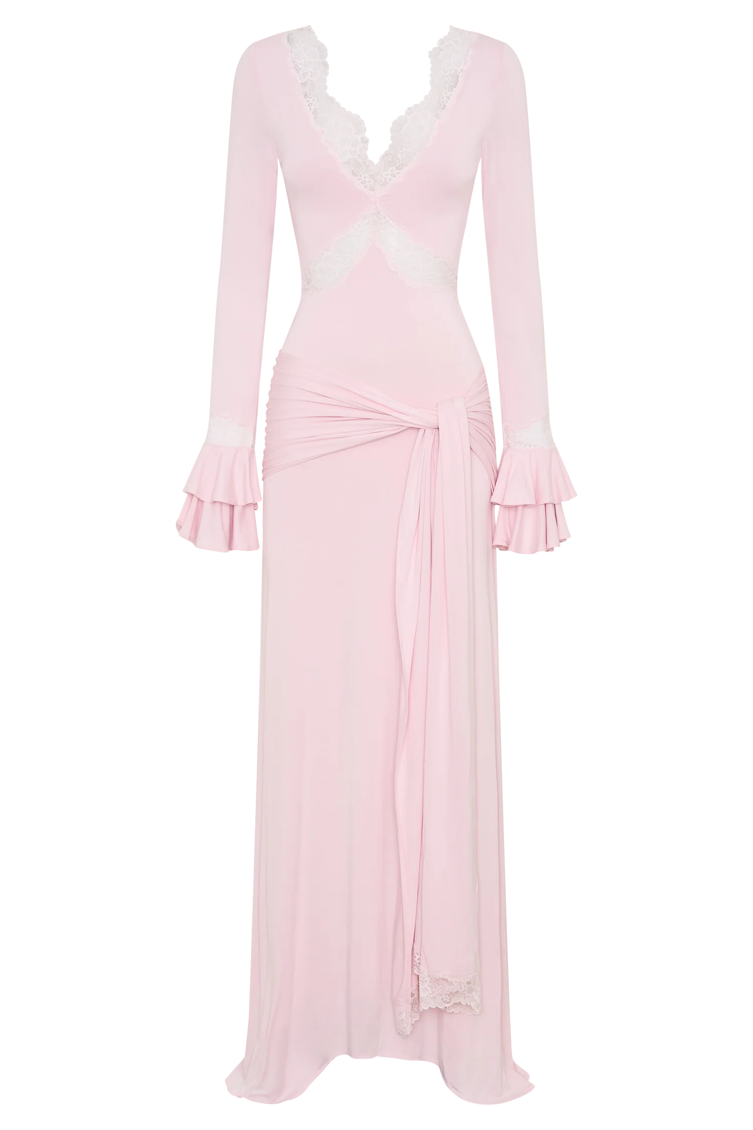 Electra Slinky Lace Maxi Dress - Ballet Pink