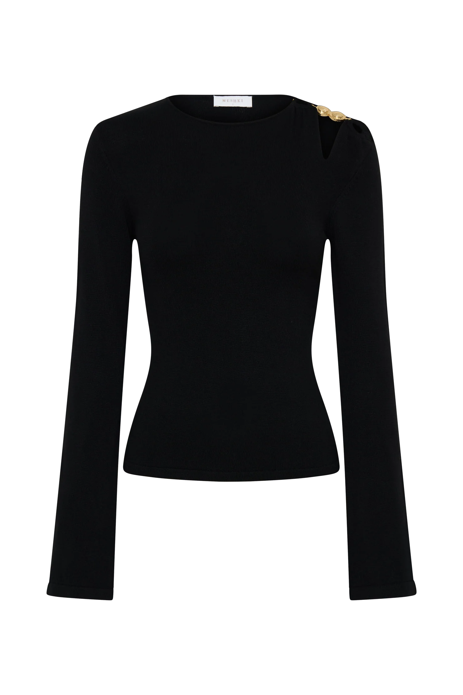 Ricky Knit Long Sleeve Longline Top - Black