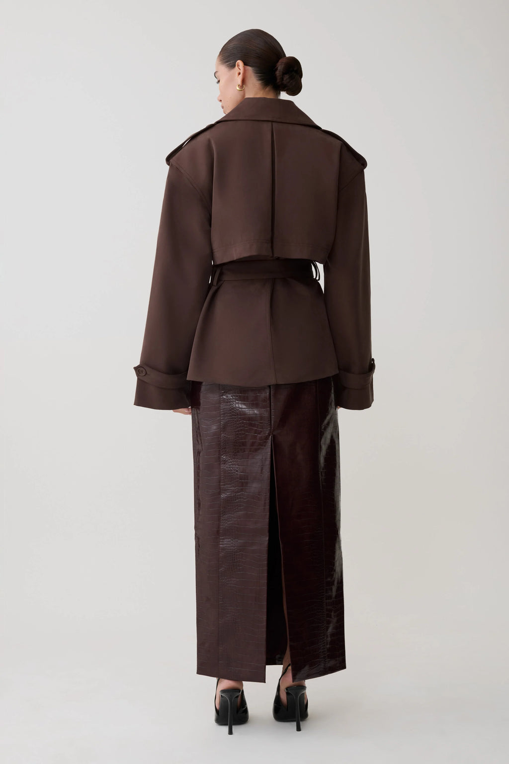 Alden Short Trench Jacket - Chocolate