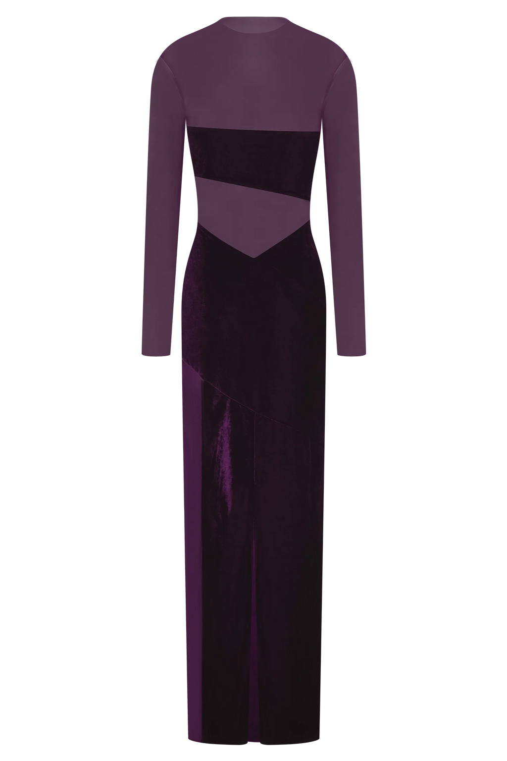 Davina Velvet And Mesh Maxi Dress - Purple