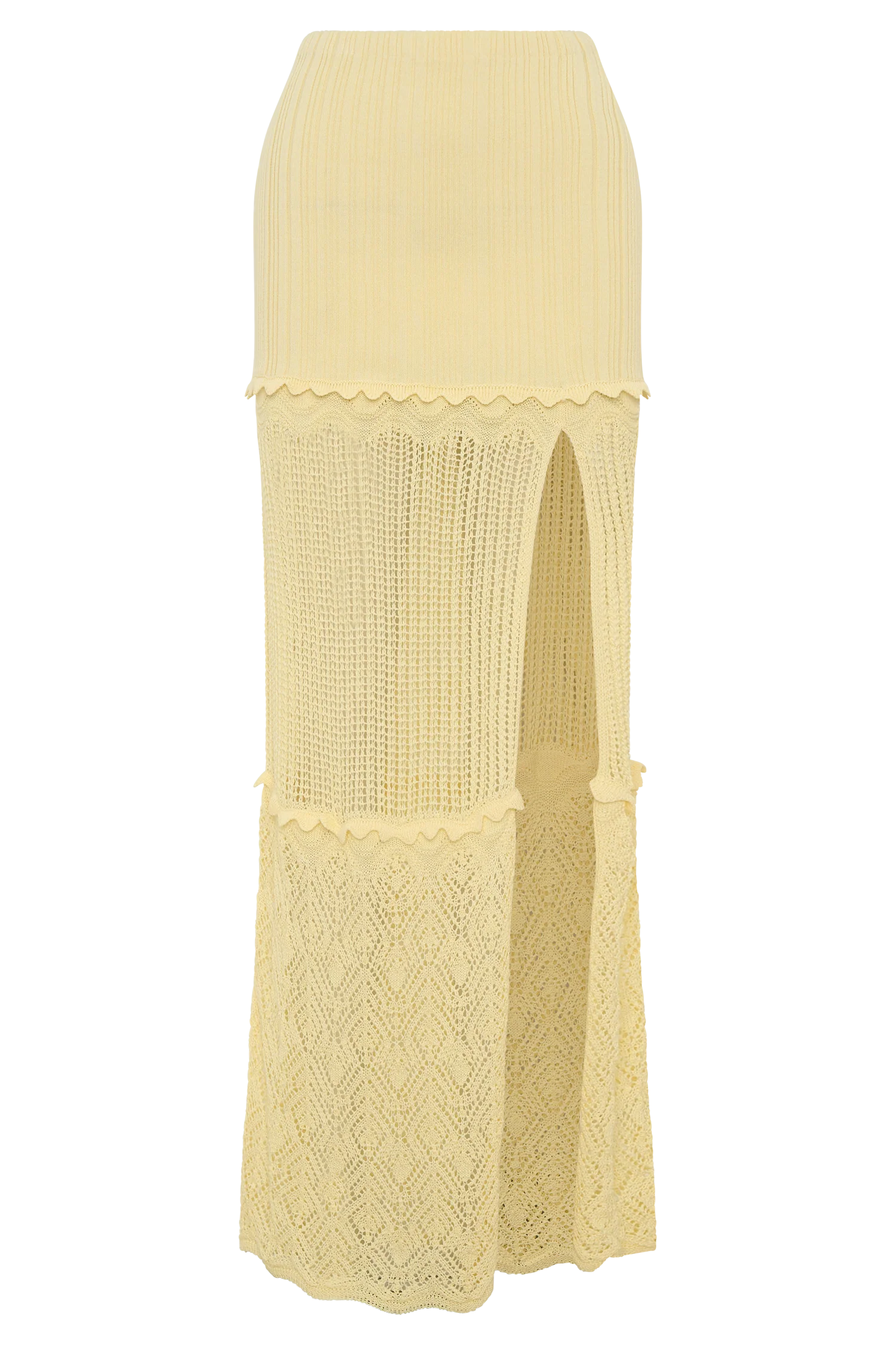 Coleene Pointelle Knit Maxi Skirt - Lemon
