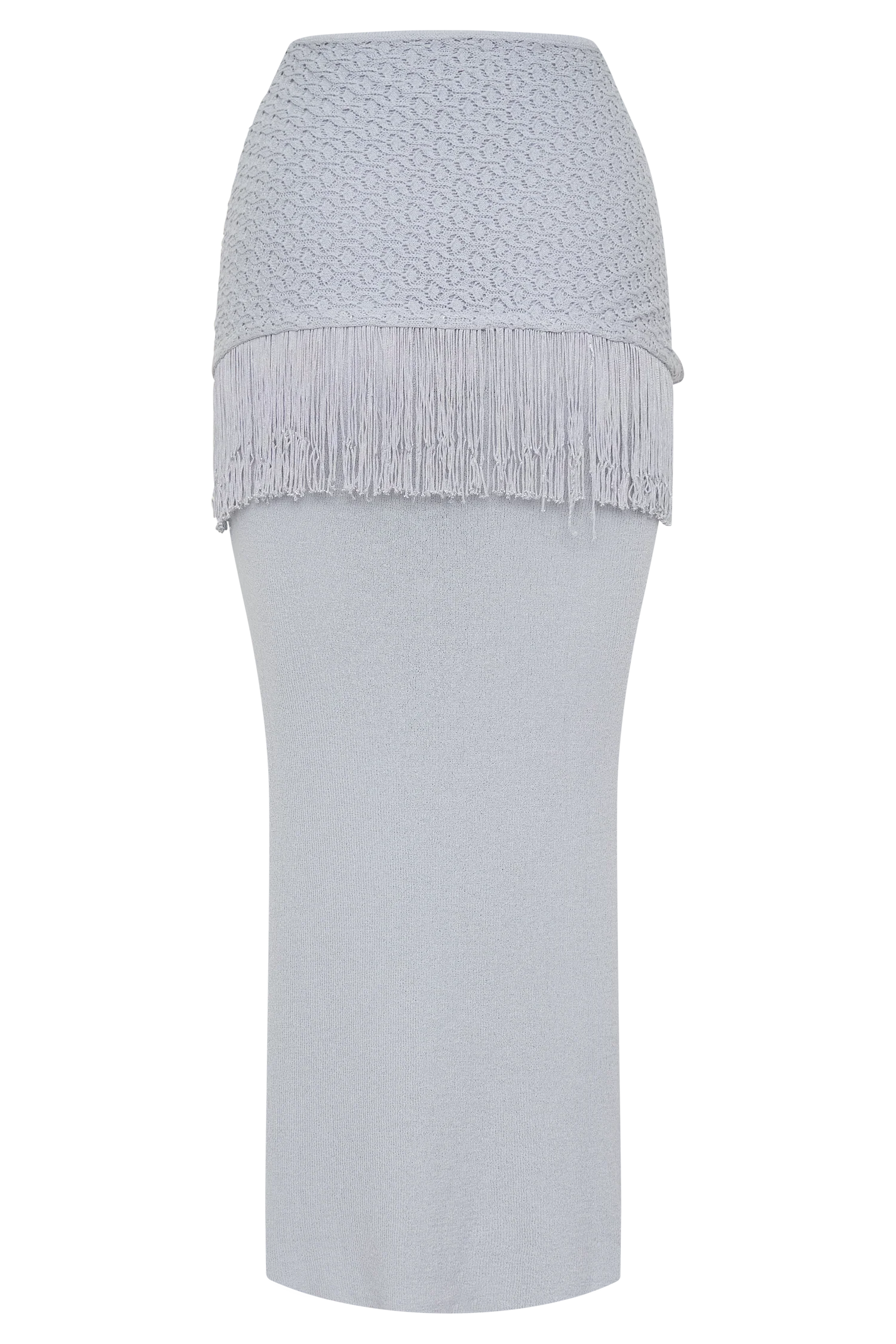Jaytee Knit Maxi Skirt With Fringe Tie - Sky Blue