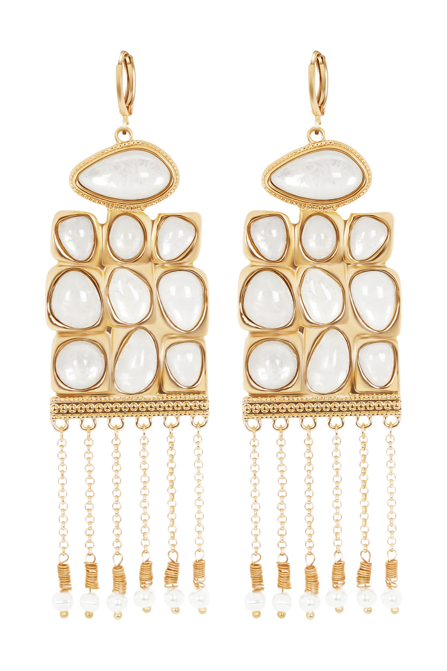 Annika Horizontal Resin Drop Earrings - Gold