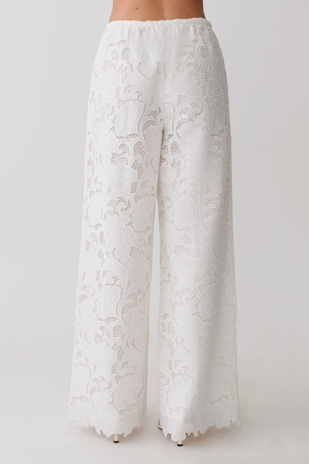 Tessa Broderie Straight Leg Pants - White