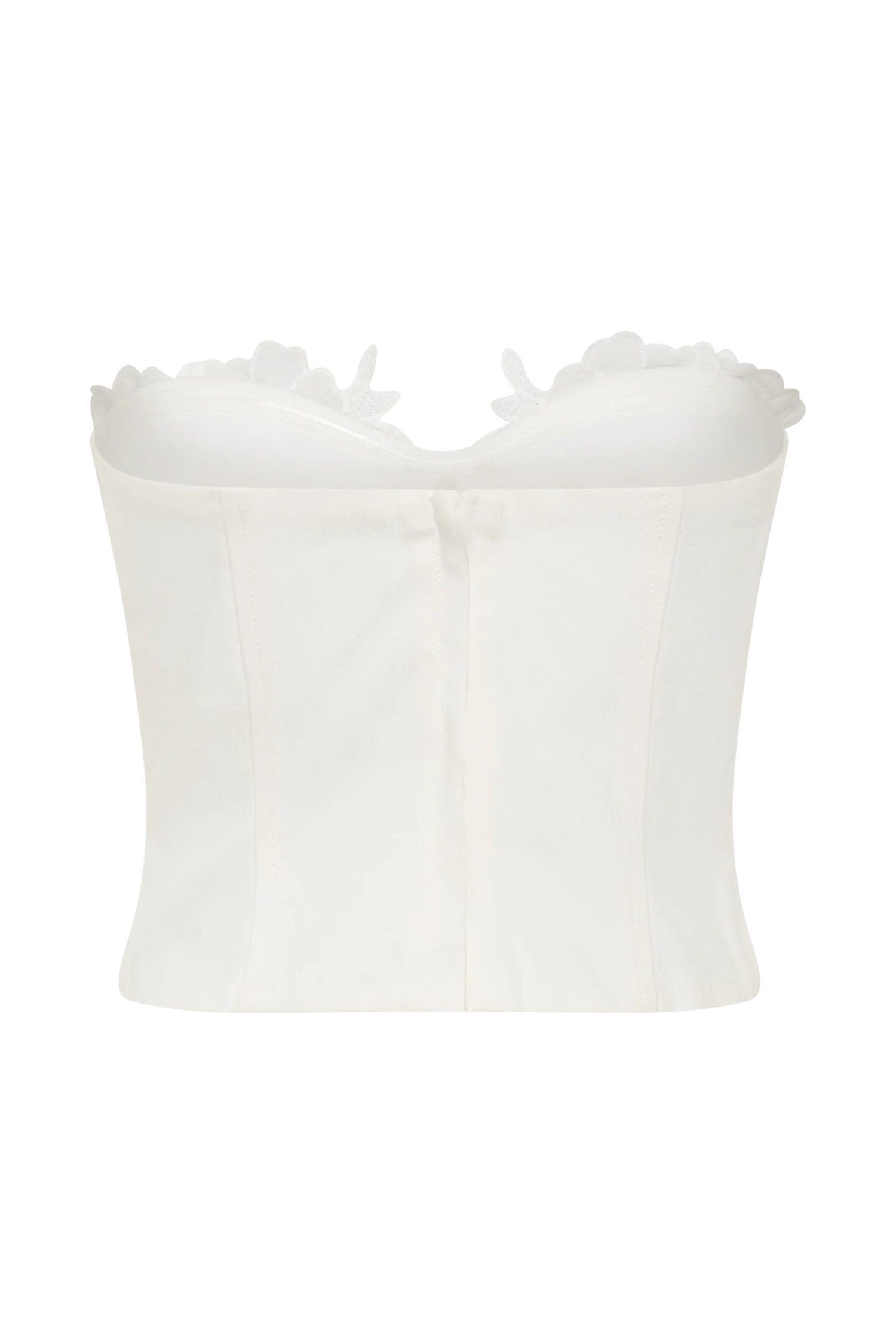 Melany Applique Denim Bustier - White