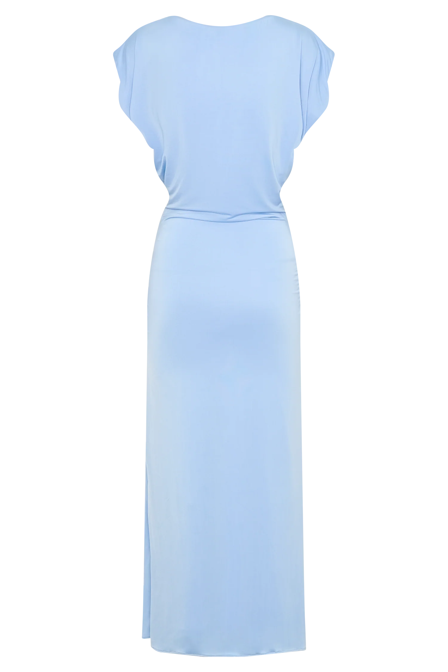 Maiara Shortsleeve Slinky Tie Maxi Dress - Sea Blue