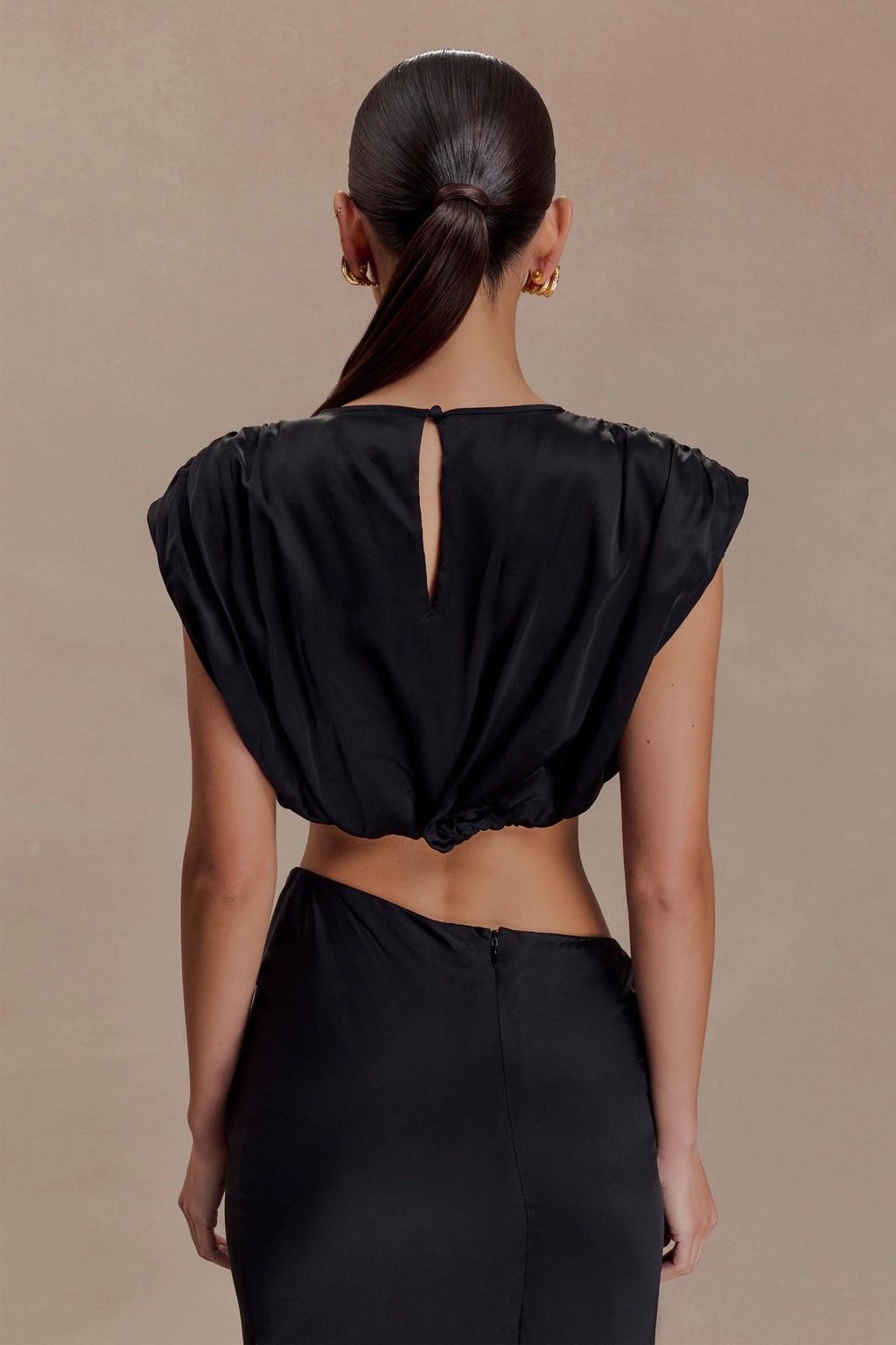 Zendaya Silk Crop Top - Black