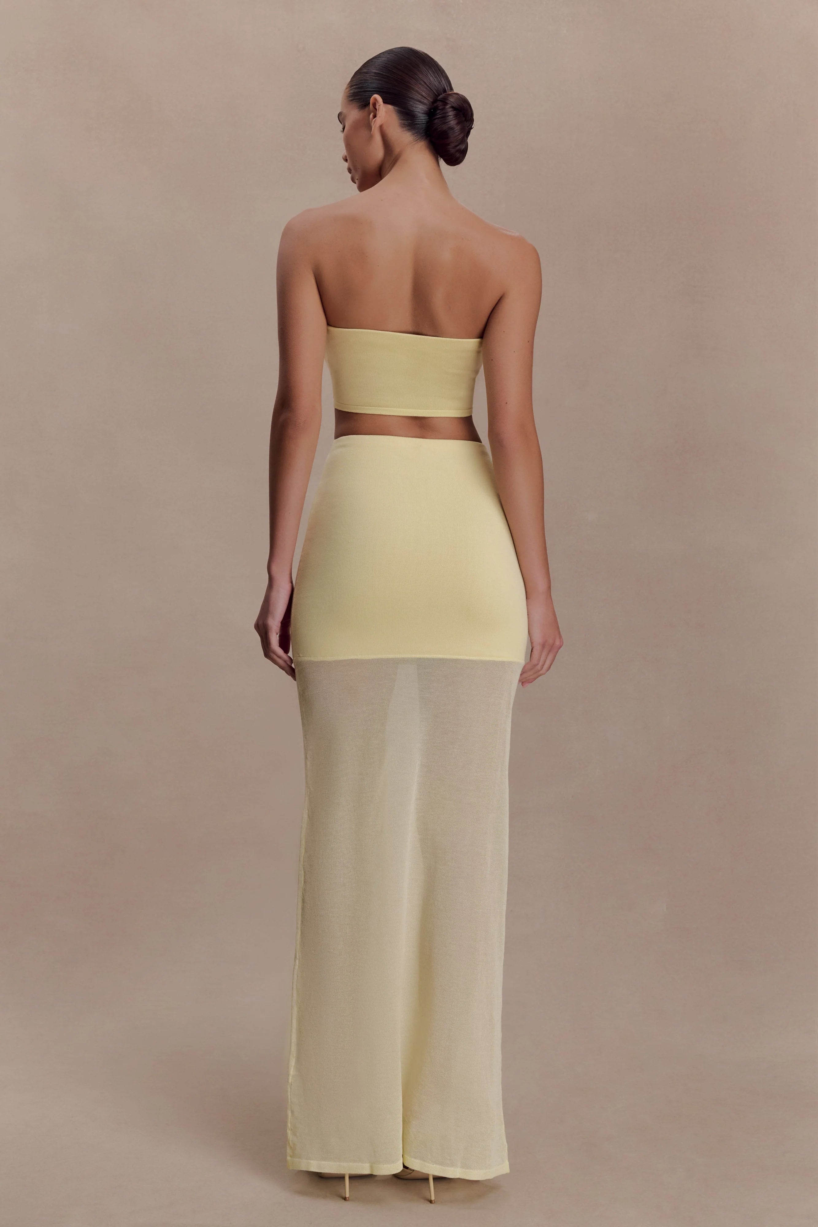 Tanyel Sheer And Bandage Knit Maxi Skirt - Lemon