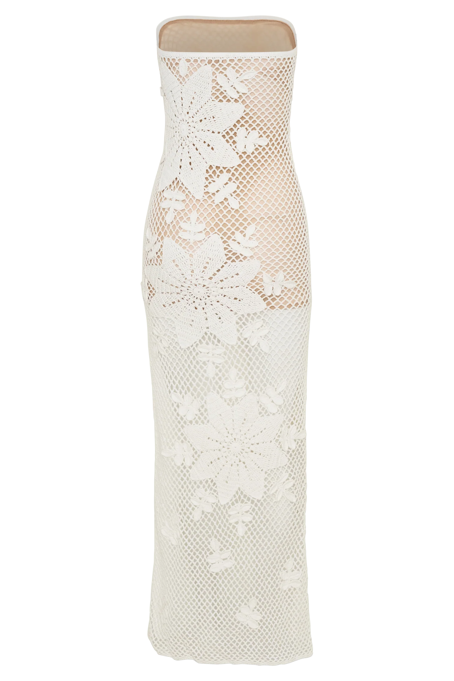 Mandie Hand Crochet Asymmetrical Maxi Dress - White