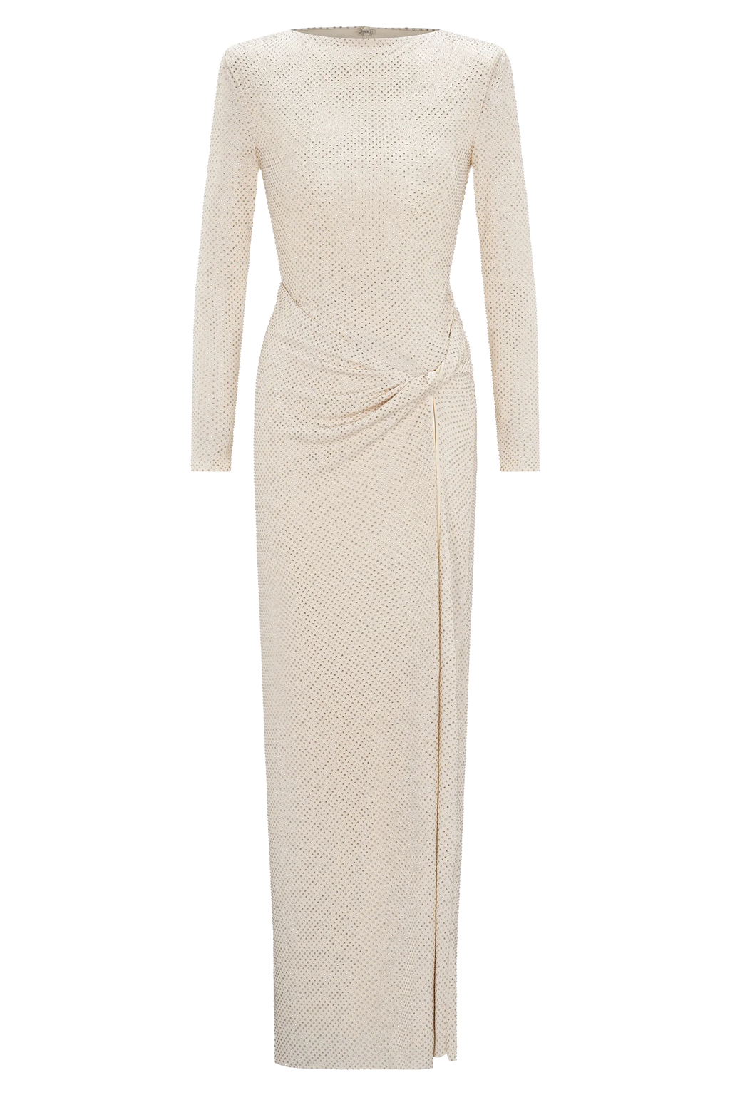 Deanna Long Sleeve Diamante Maxi Dress - Gold