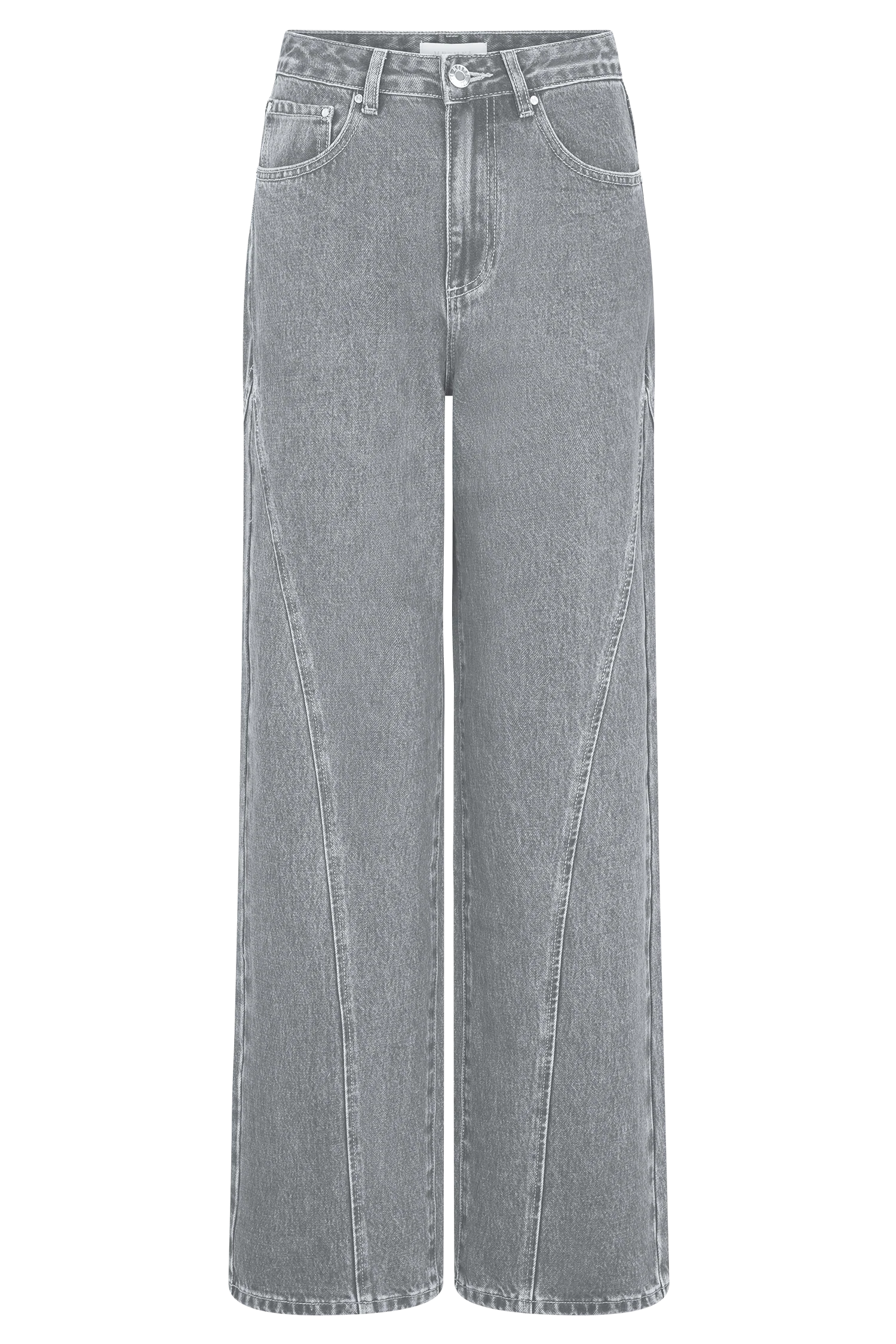Georgette Mid Rise Paneled Denim Jeans - Grey