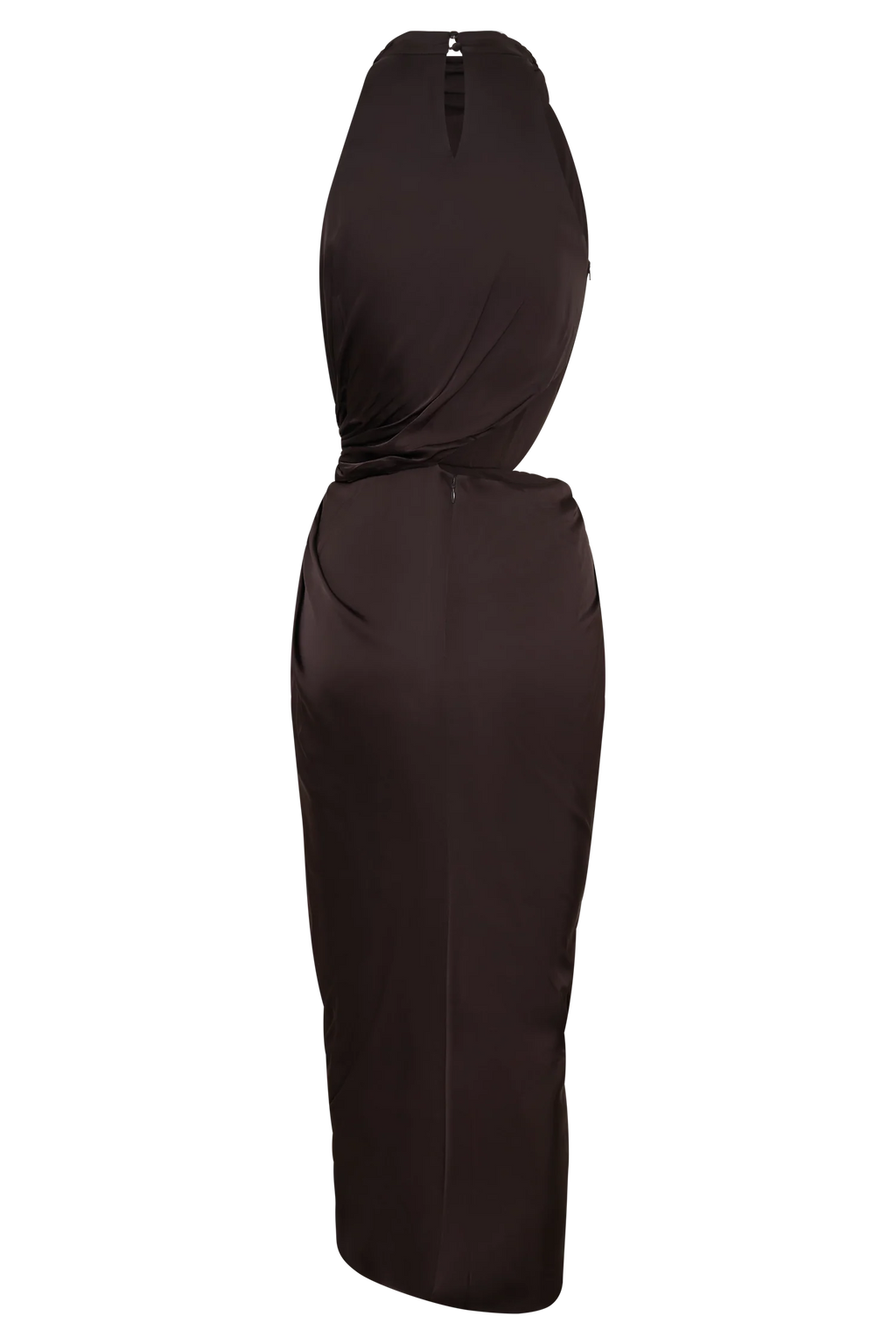Aveline Draped Halter Midi Dress - Dark Chocolate