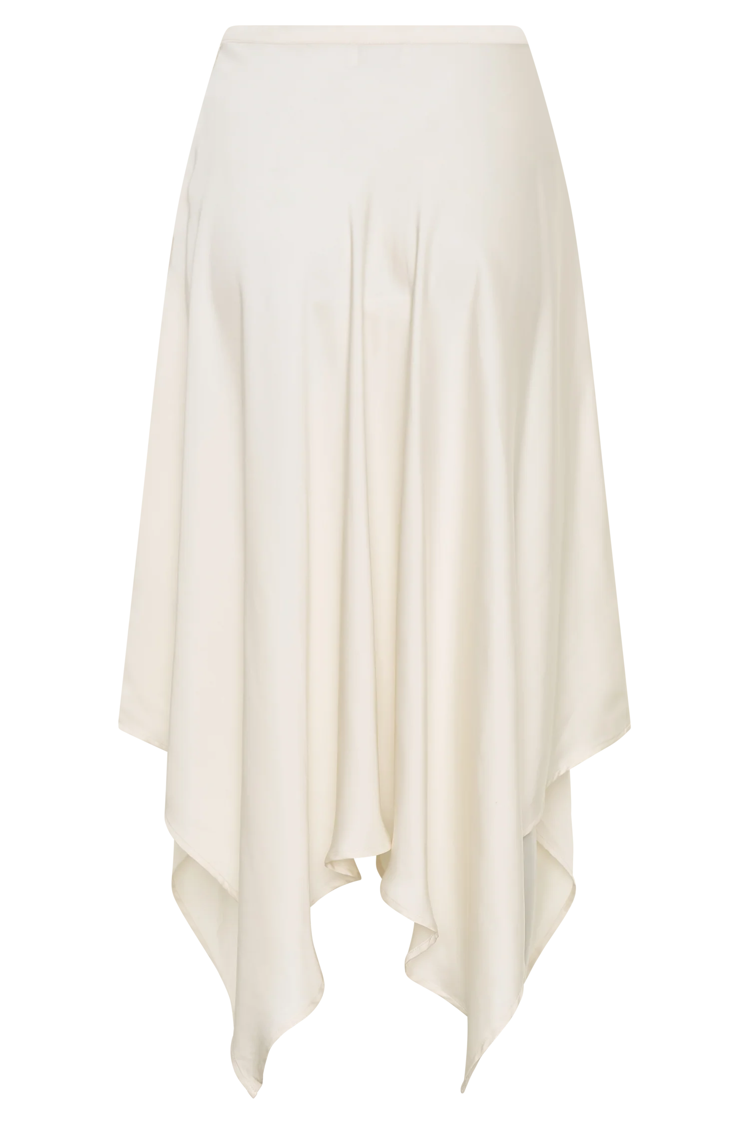 Coralie Asymmetric Satin Midi Skirt - Ivory