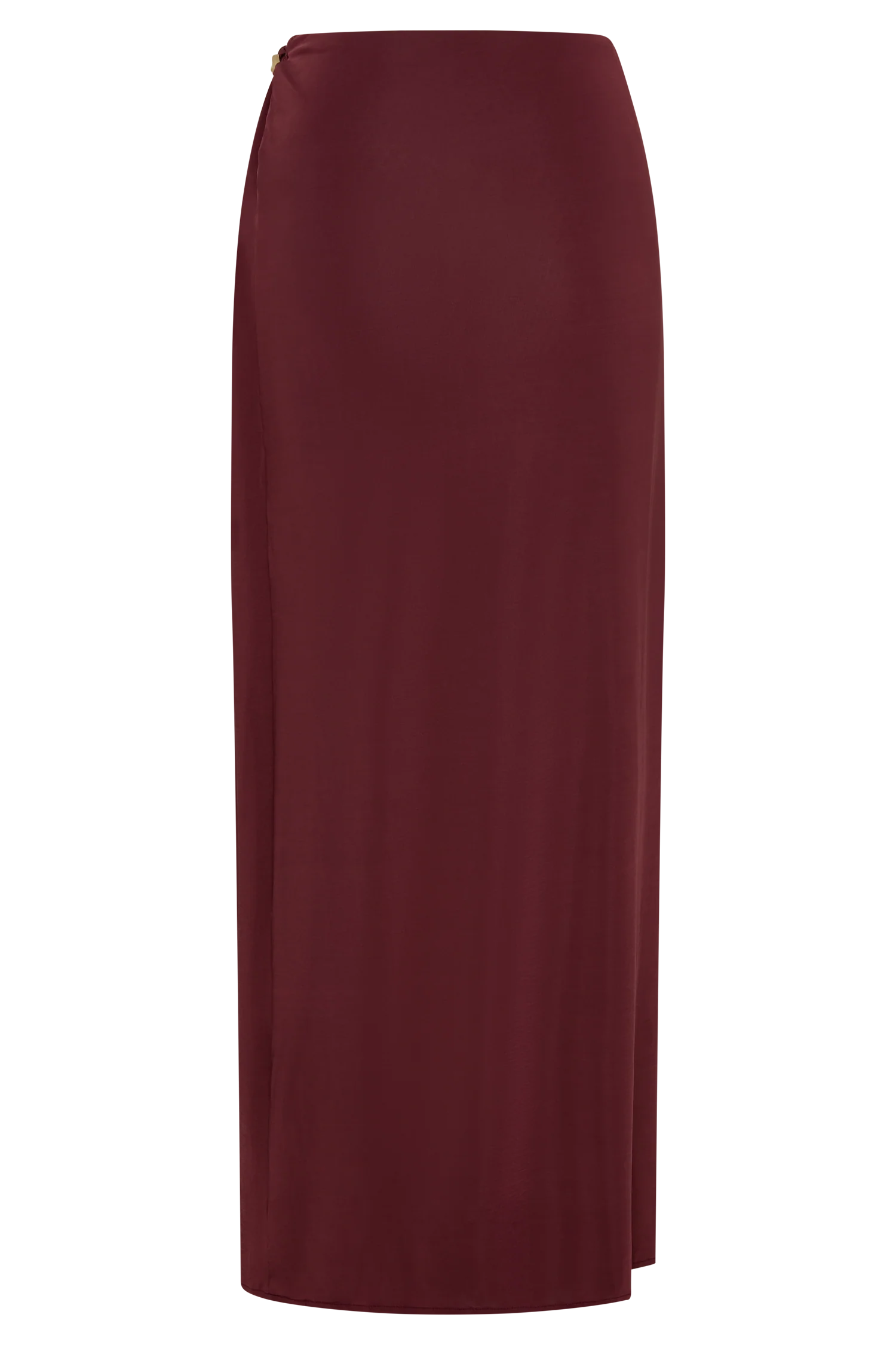 Bridget Slinky Maxi Skirt With Hardware - Burgundy