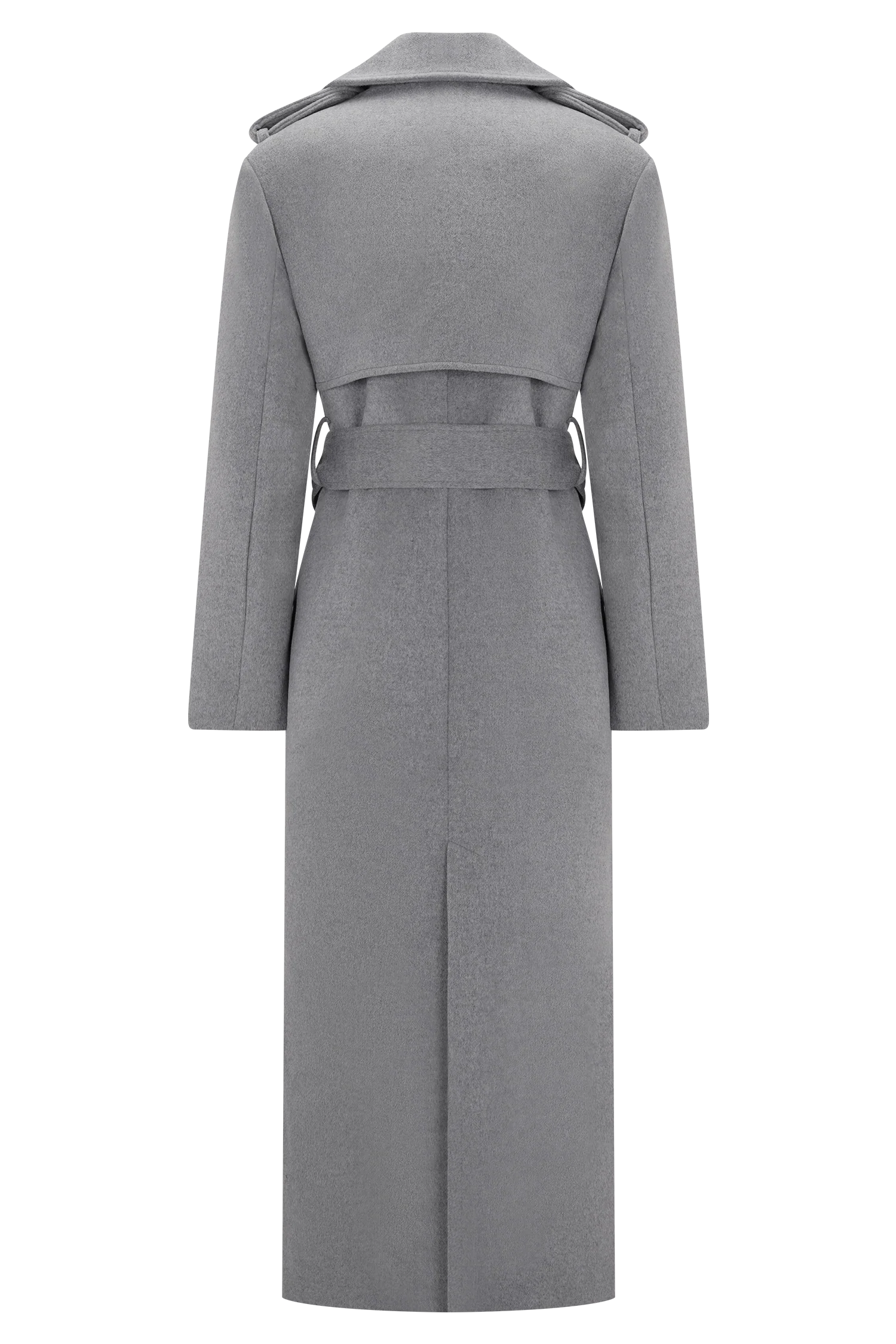 Levi Long Trench Wool Coat - Grey Marle