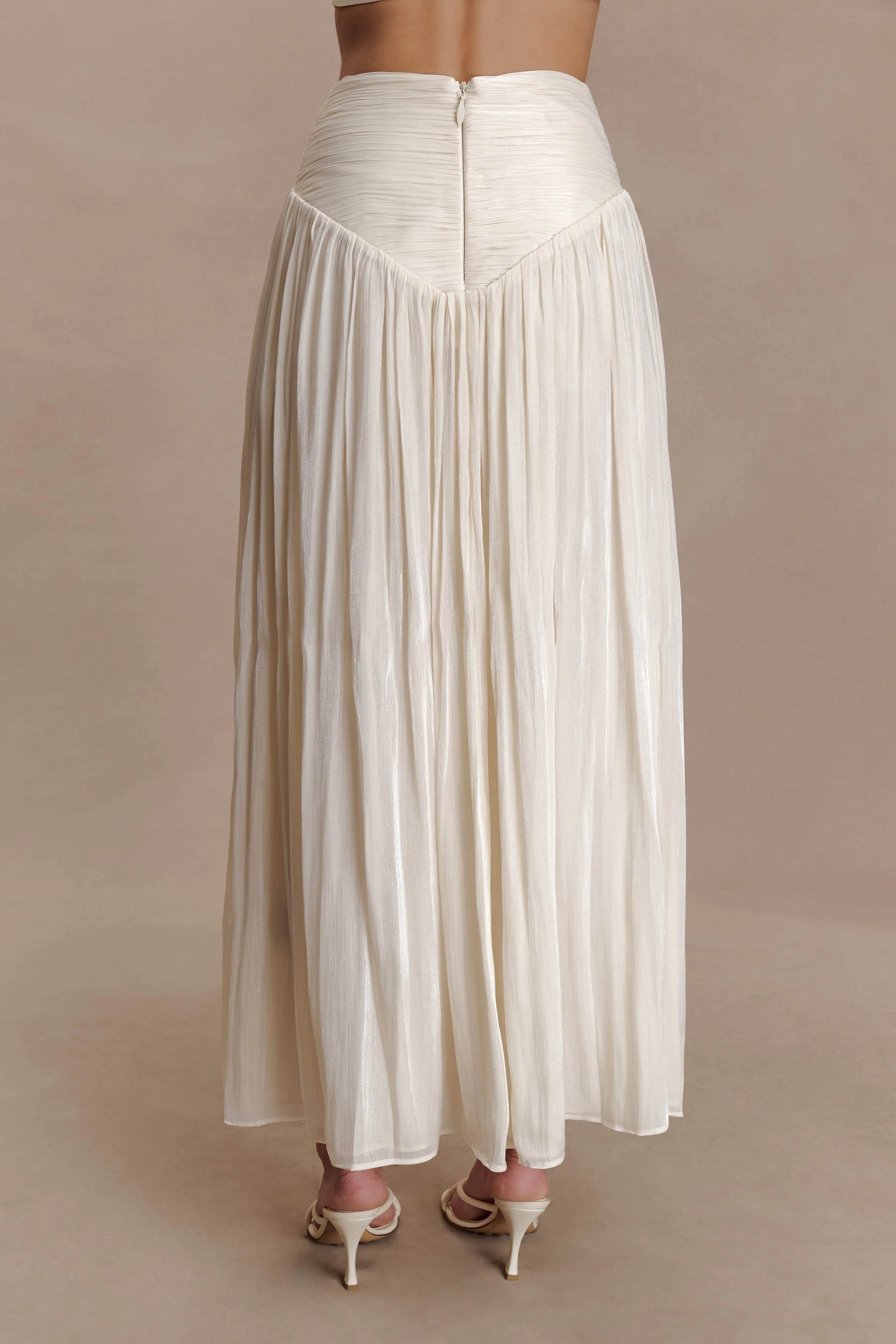 Makena Gathered Midi Skirt - Opal White