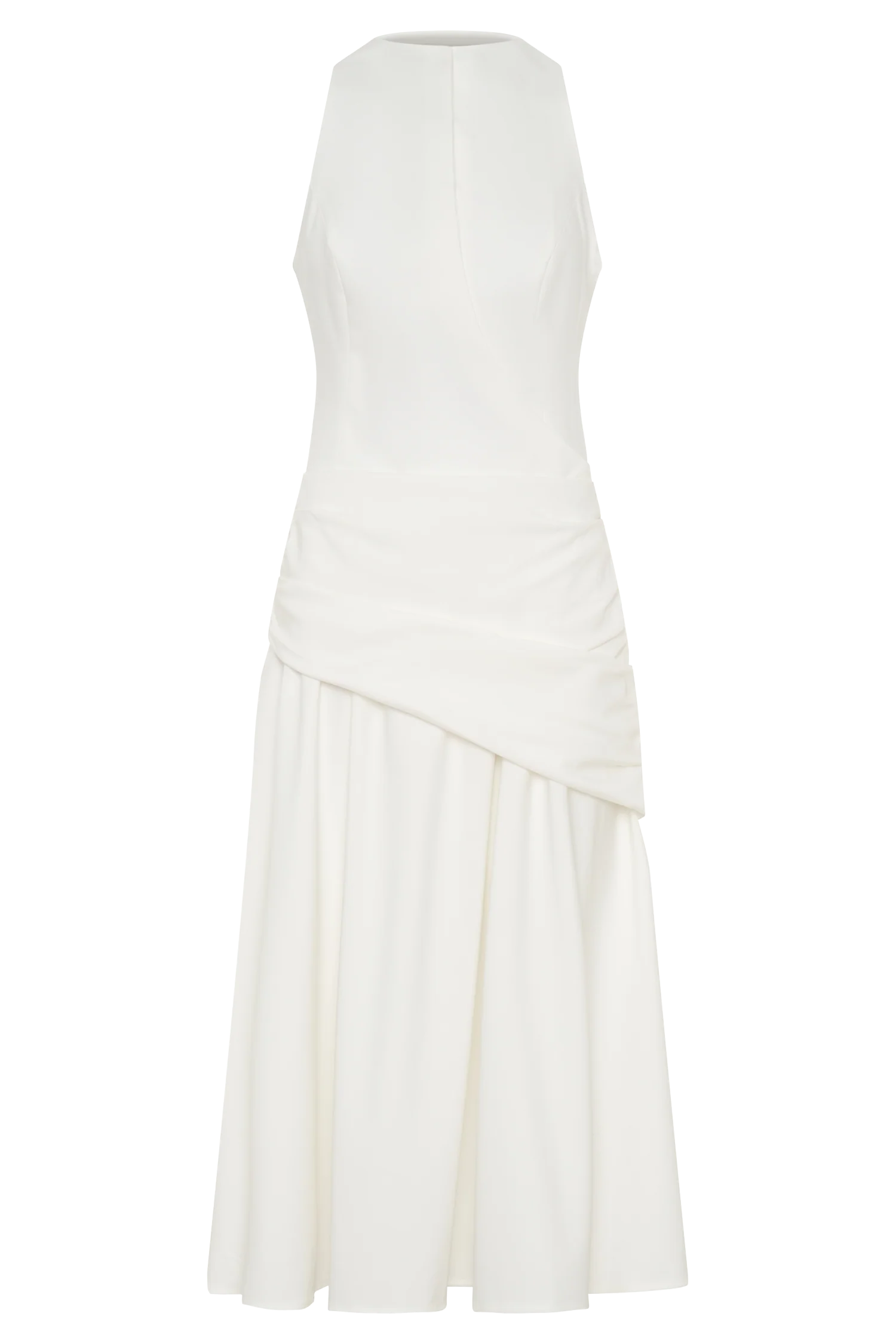 Emily Wrapped Waist Midi Dress - White
