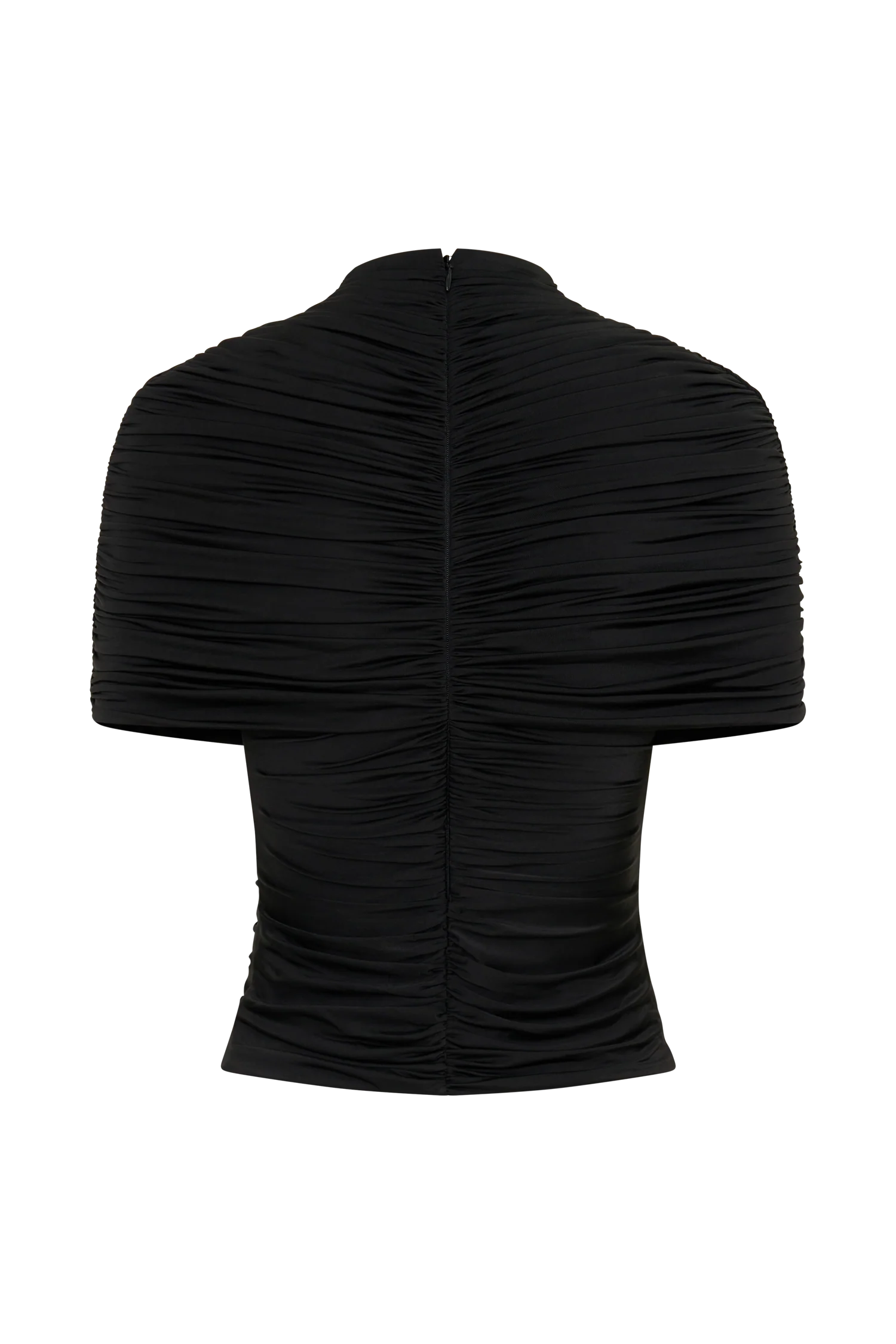 Linh Slinky High Neck Gathered Top - Black