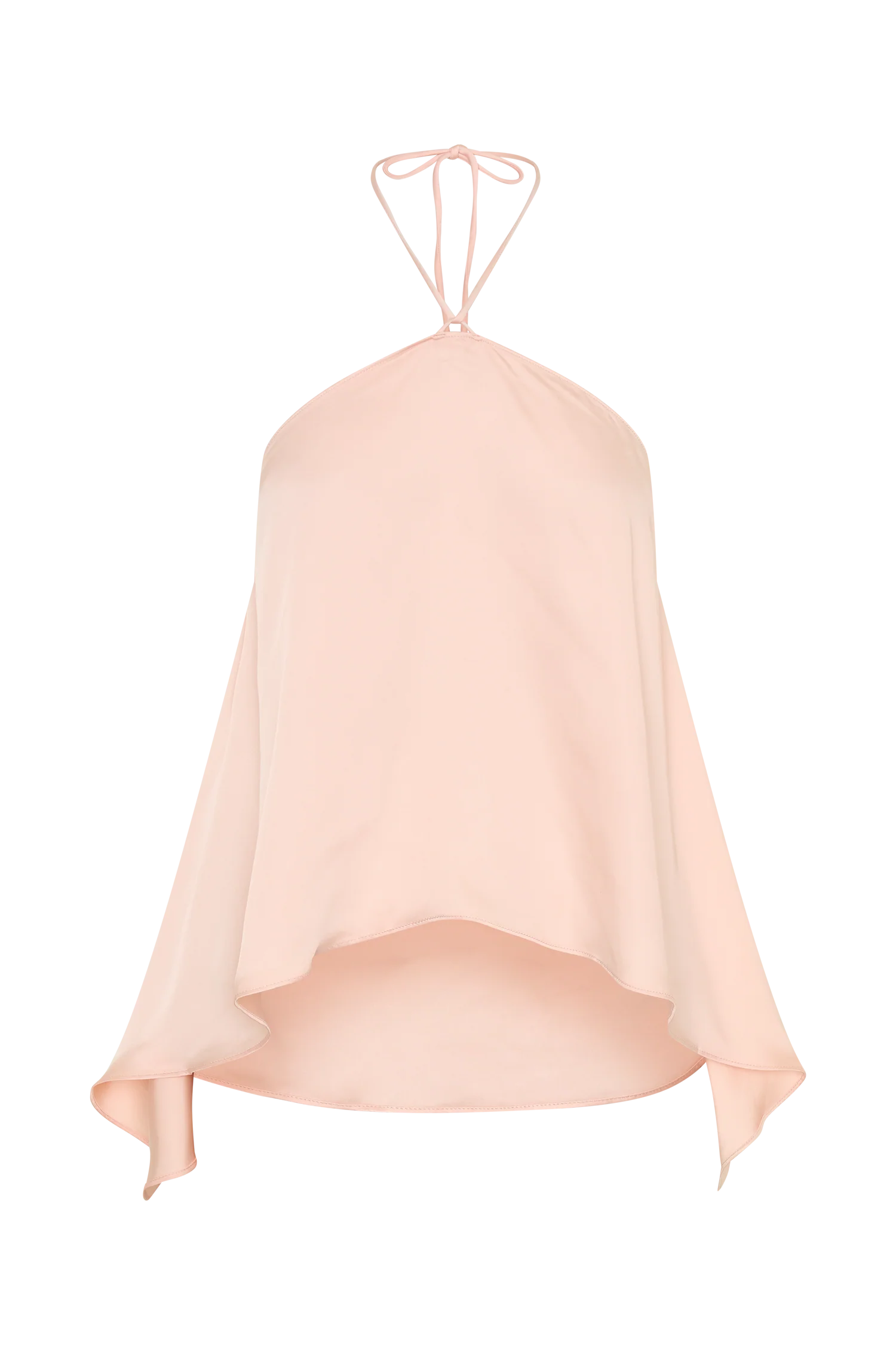 Adelaide Draped Satin Halter Top - Peach