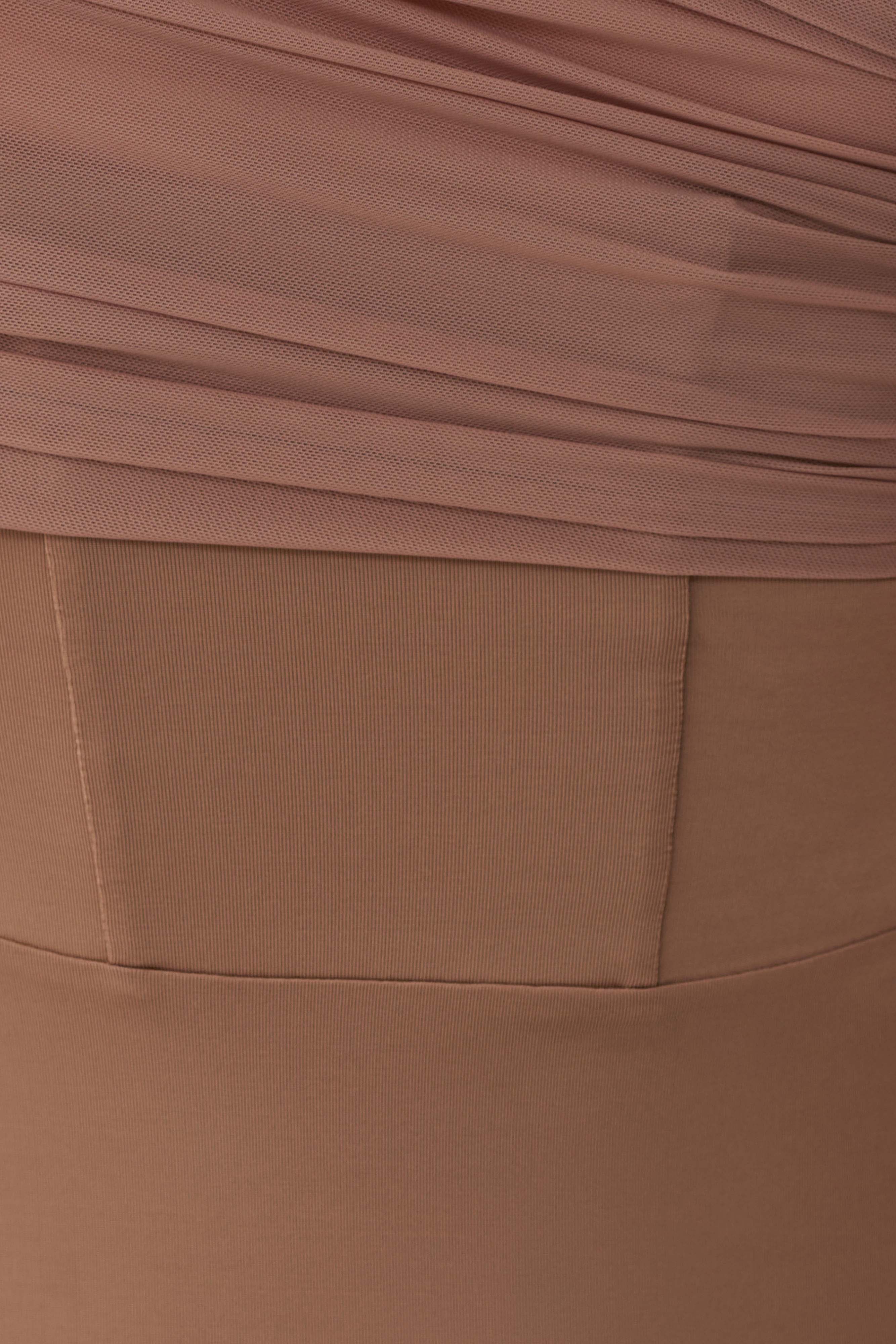 Hanh One Shoulder Mesh Maxi Dress - Tan