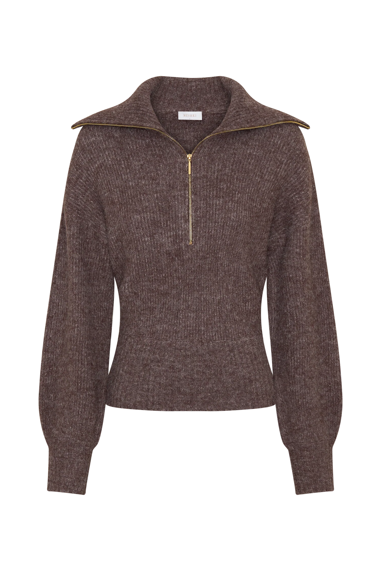 Skylaine Zip Knit Jumper - Brown Marle