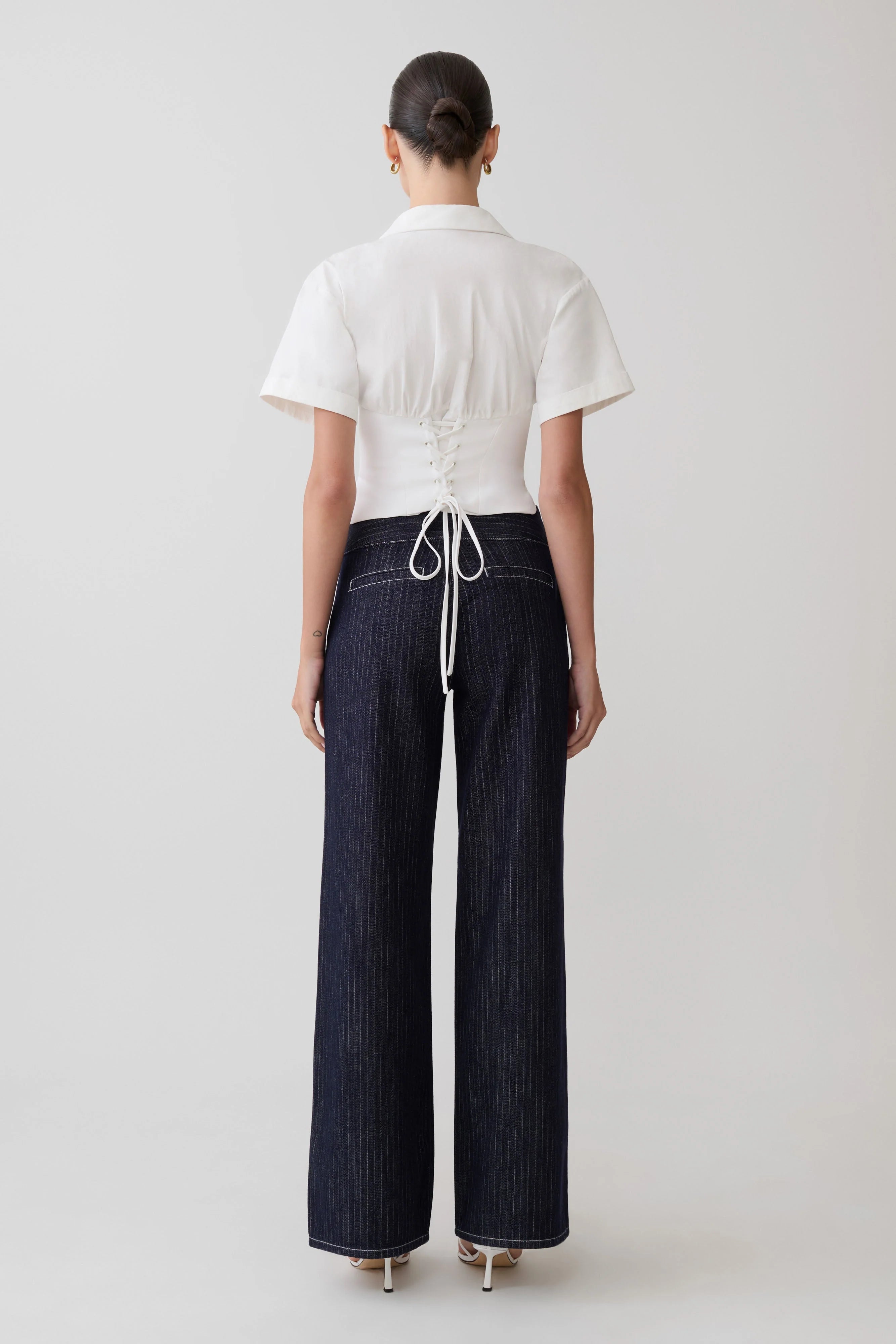 Noelia Tie Back Short Sleeve Shirt - White