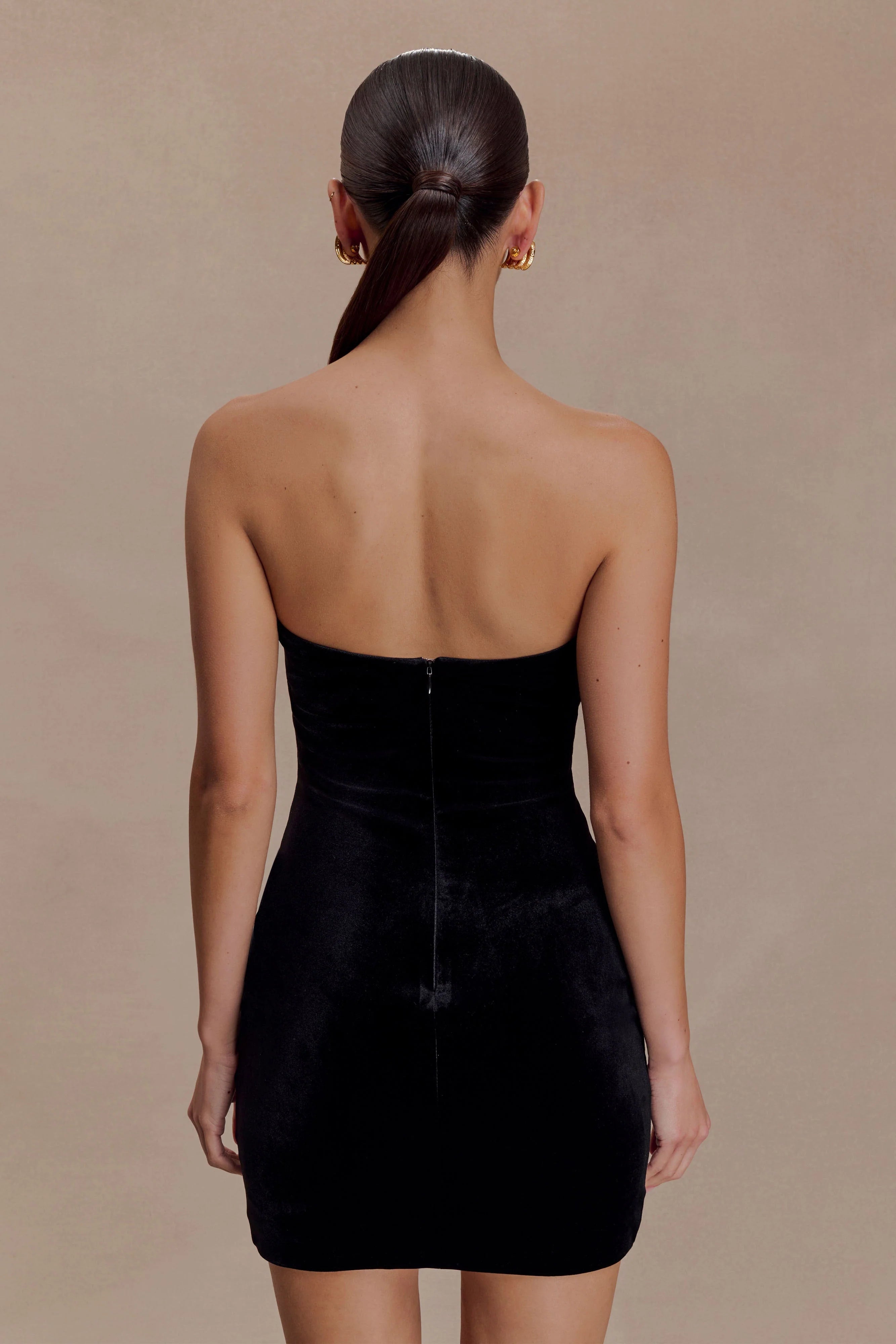 Paulina Velvet Strapless Mini Dress - Black