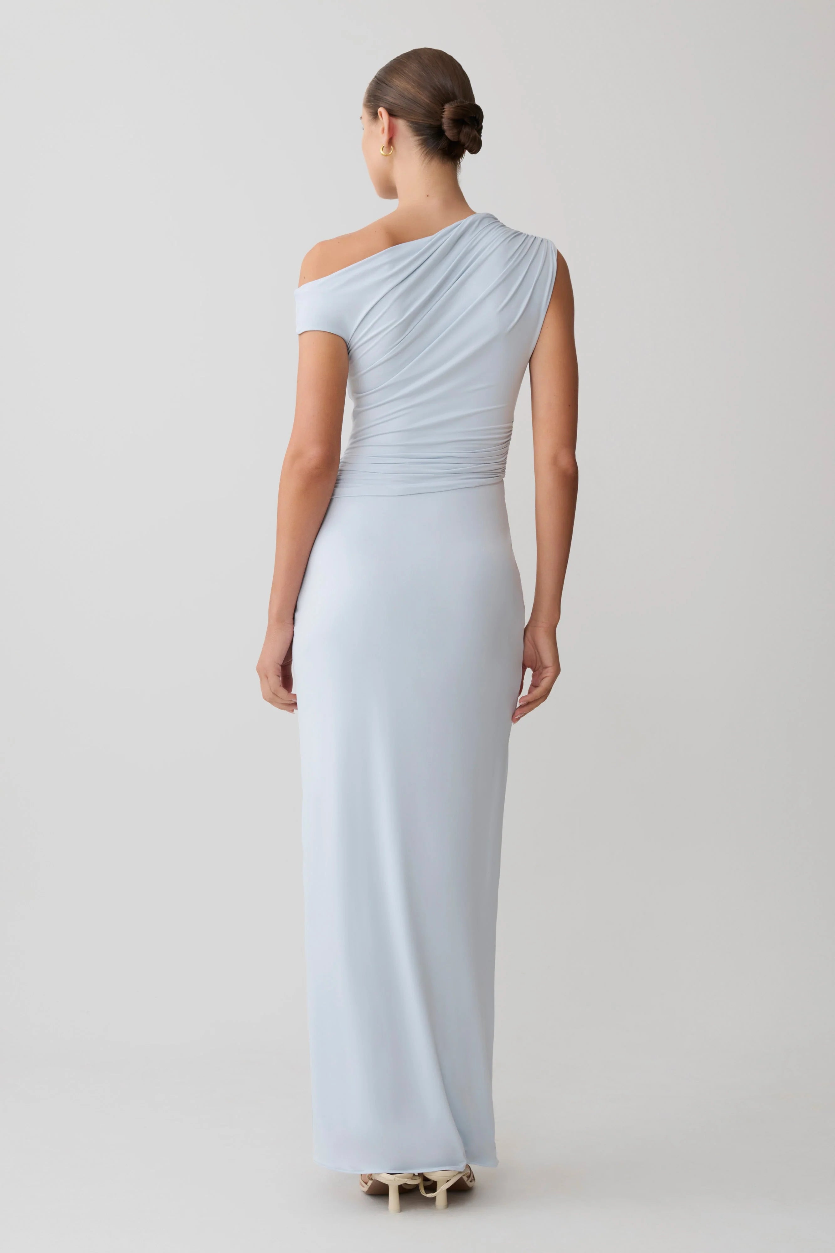 Alyn Off Shoulder Draped Maxi Dress - Pale Blue