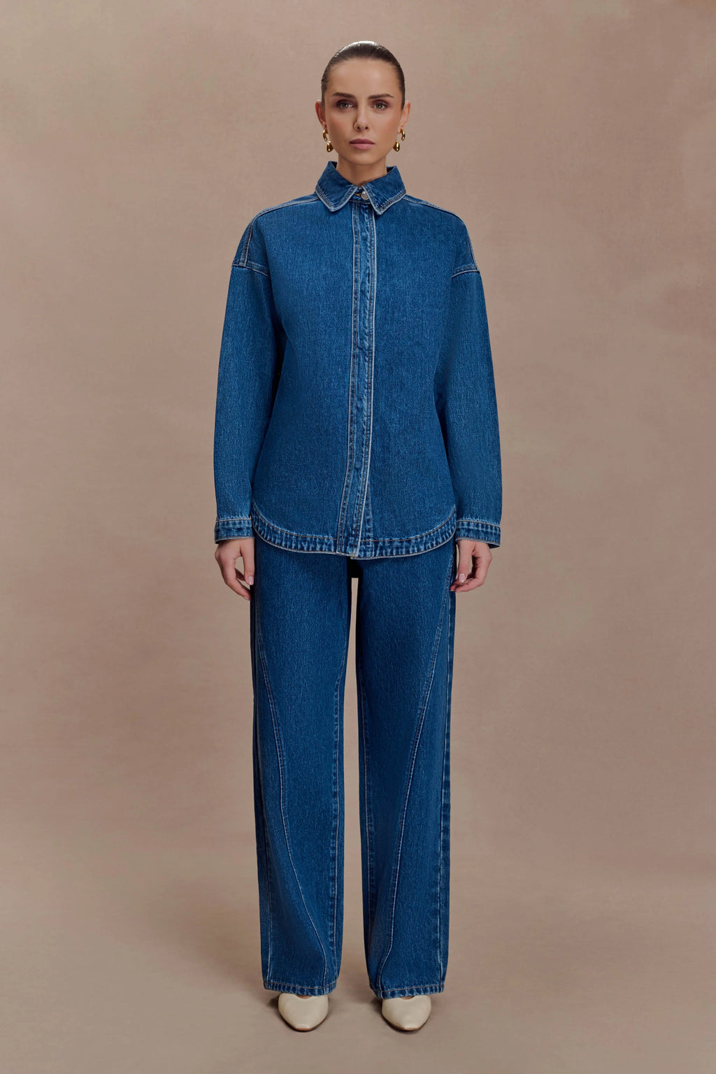 Lioda Oversized Denim Shirt - Dark Blue