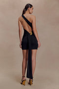 Claudette Slinky Mini Dress With Hardware - Black