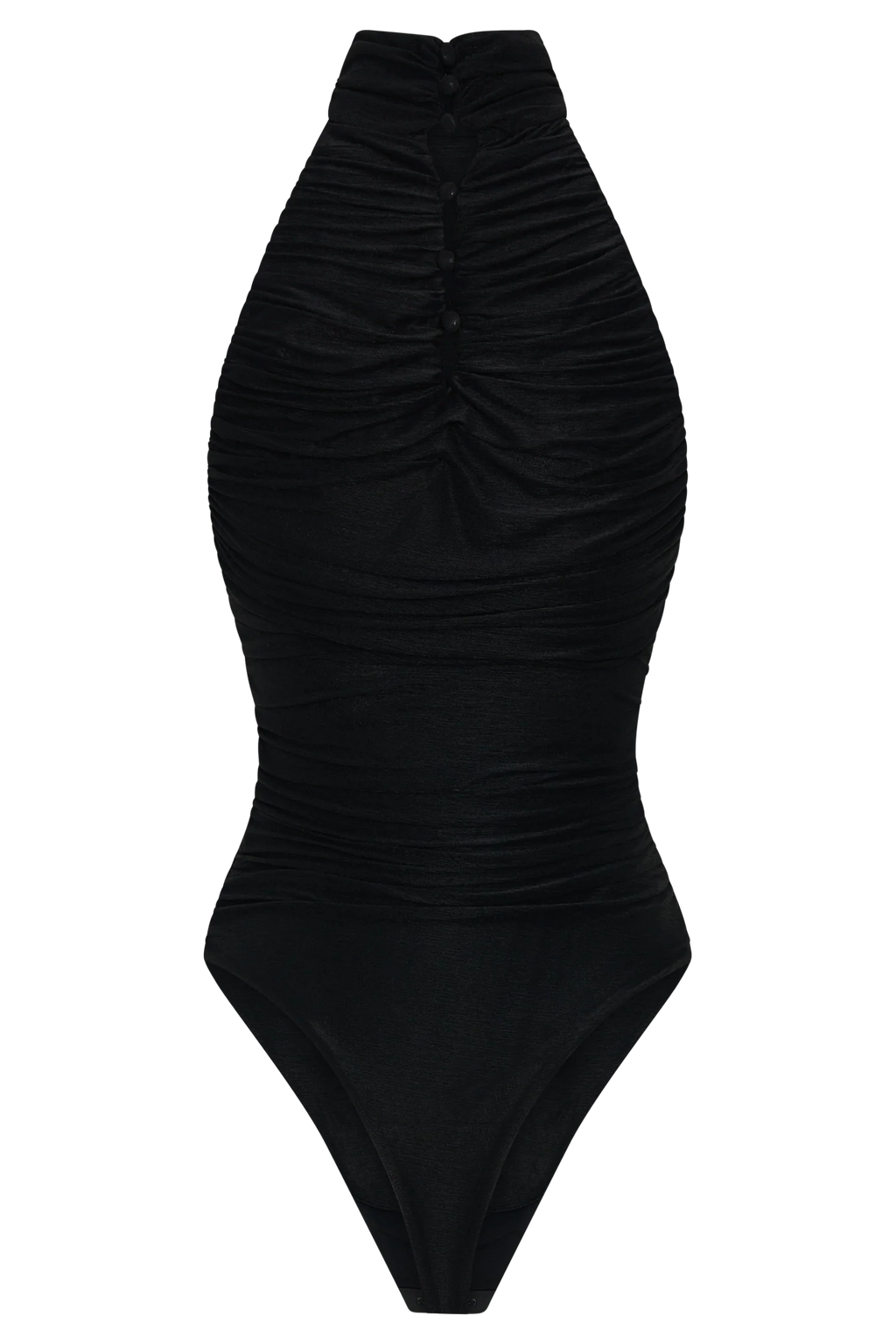 Matilda Ruched Mesh Bodysuit - Black