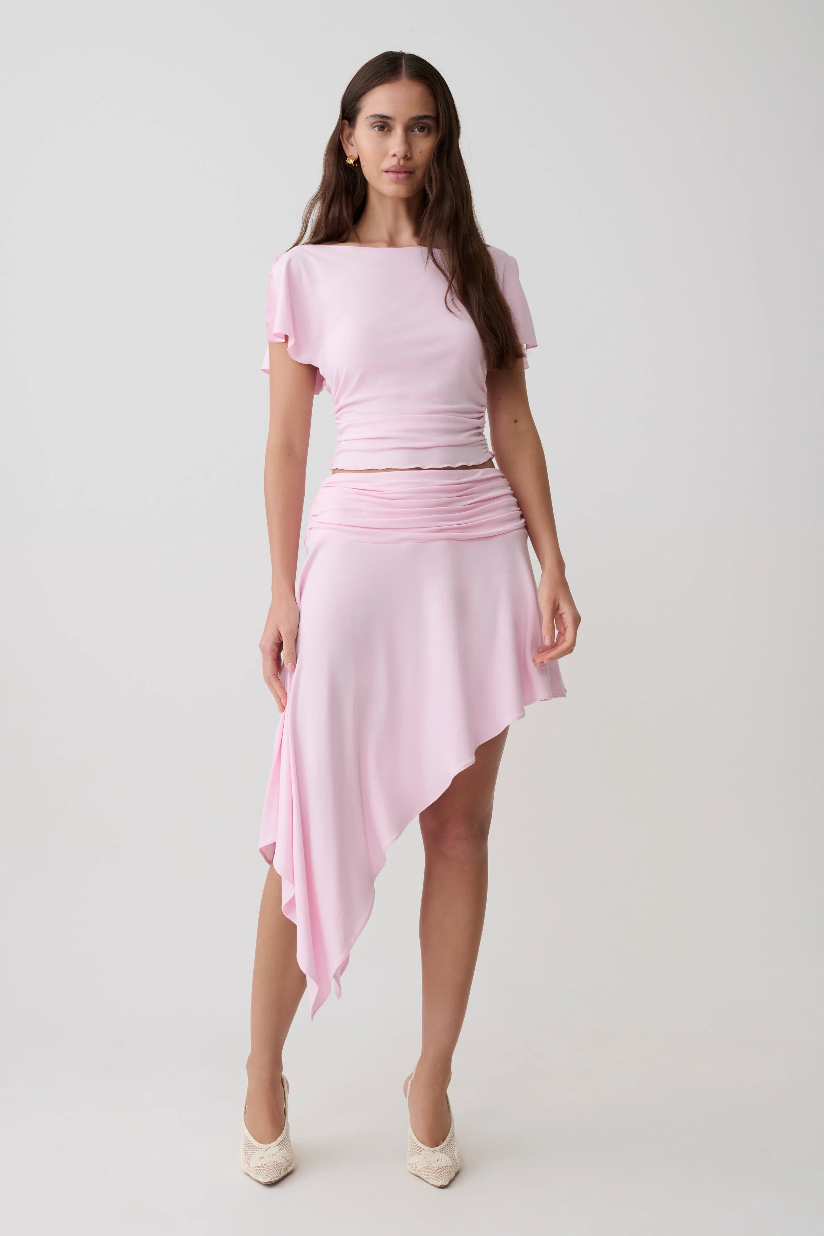 Talise Modal Flounce Short Sleeve Top - Ballet Pink